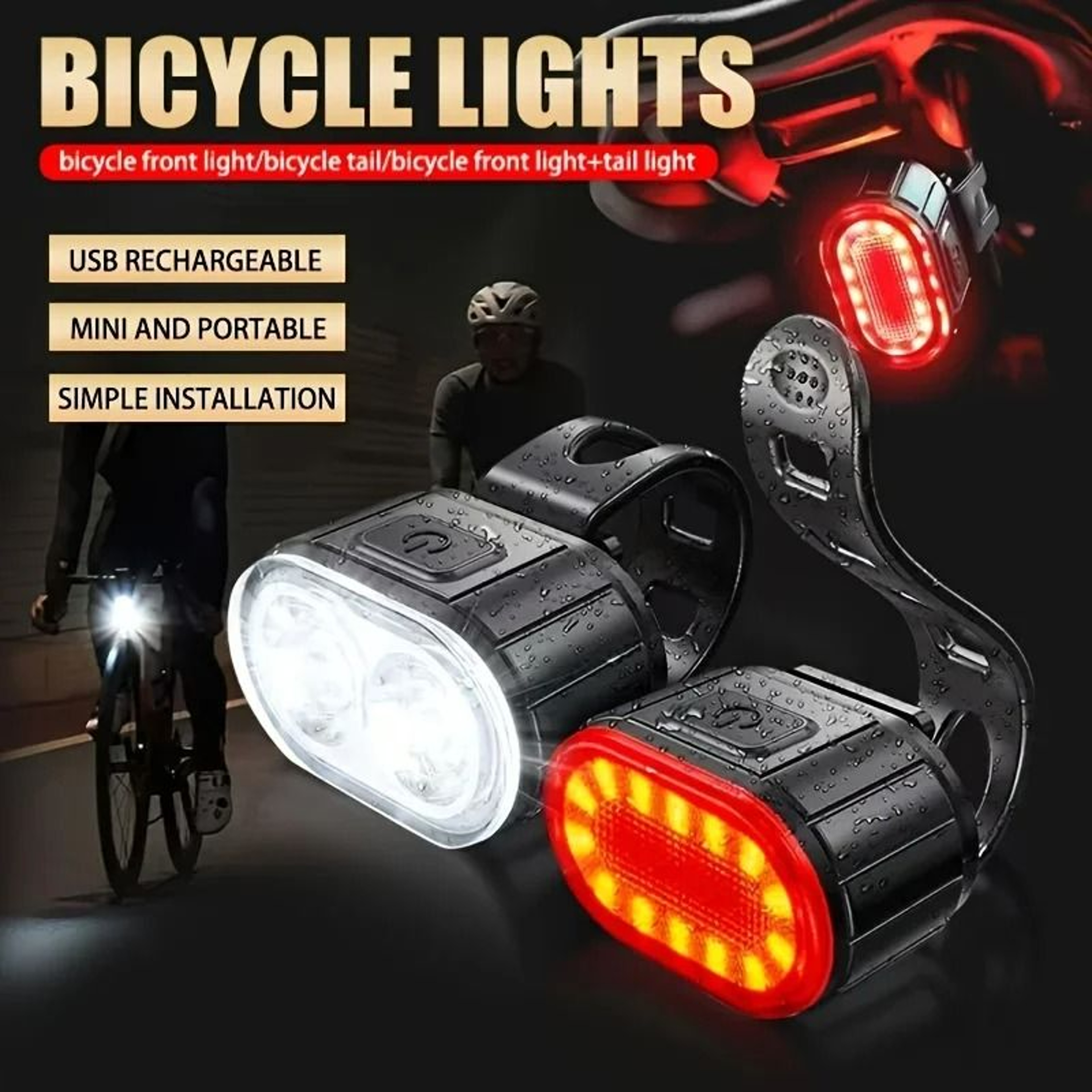 Rechargeable LED Bike Light Set 0