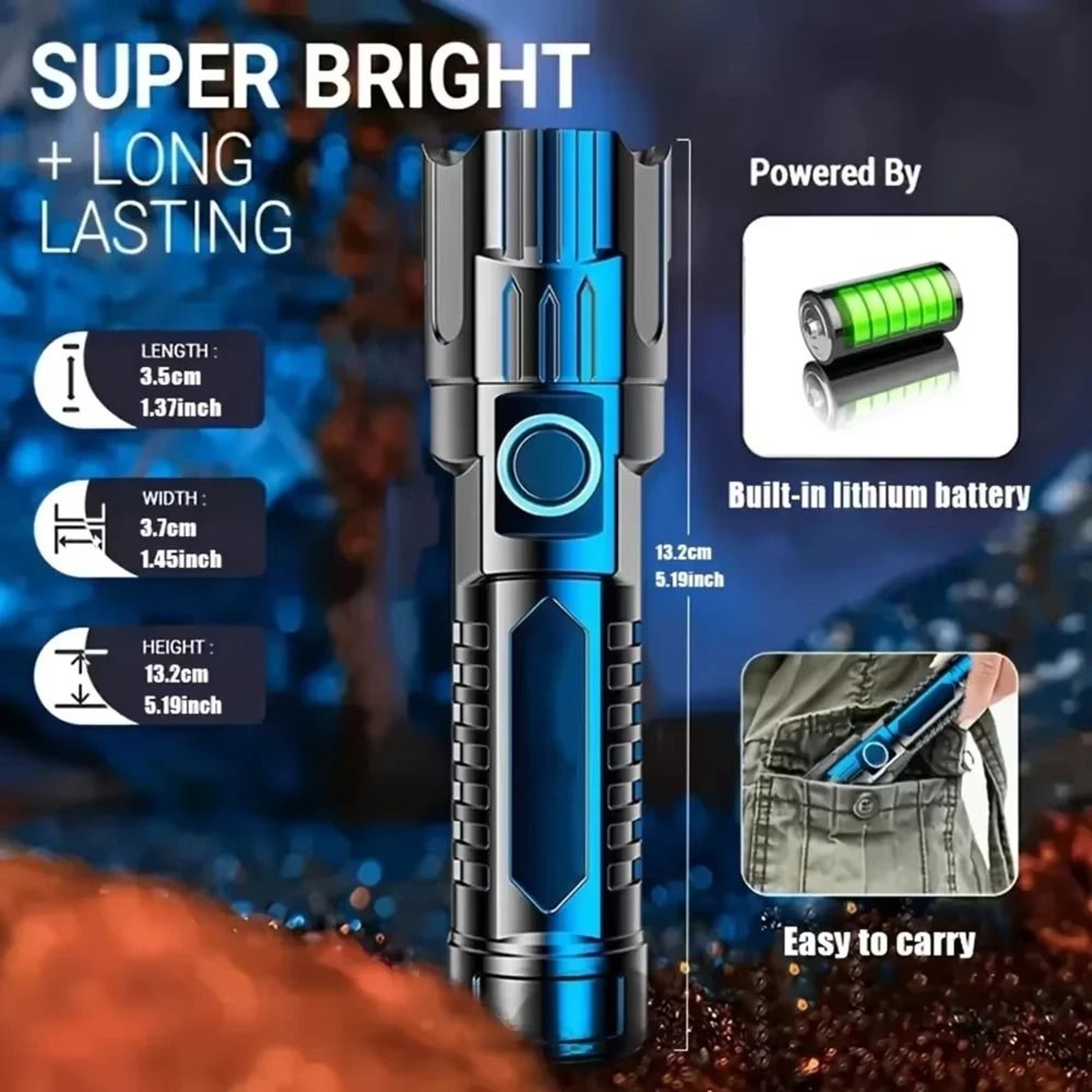 Duo 2Piece Rechargeable Zoom LED Flashlights 3