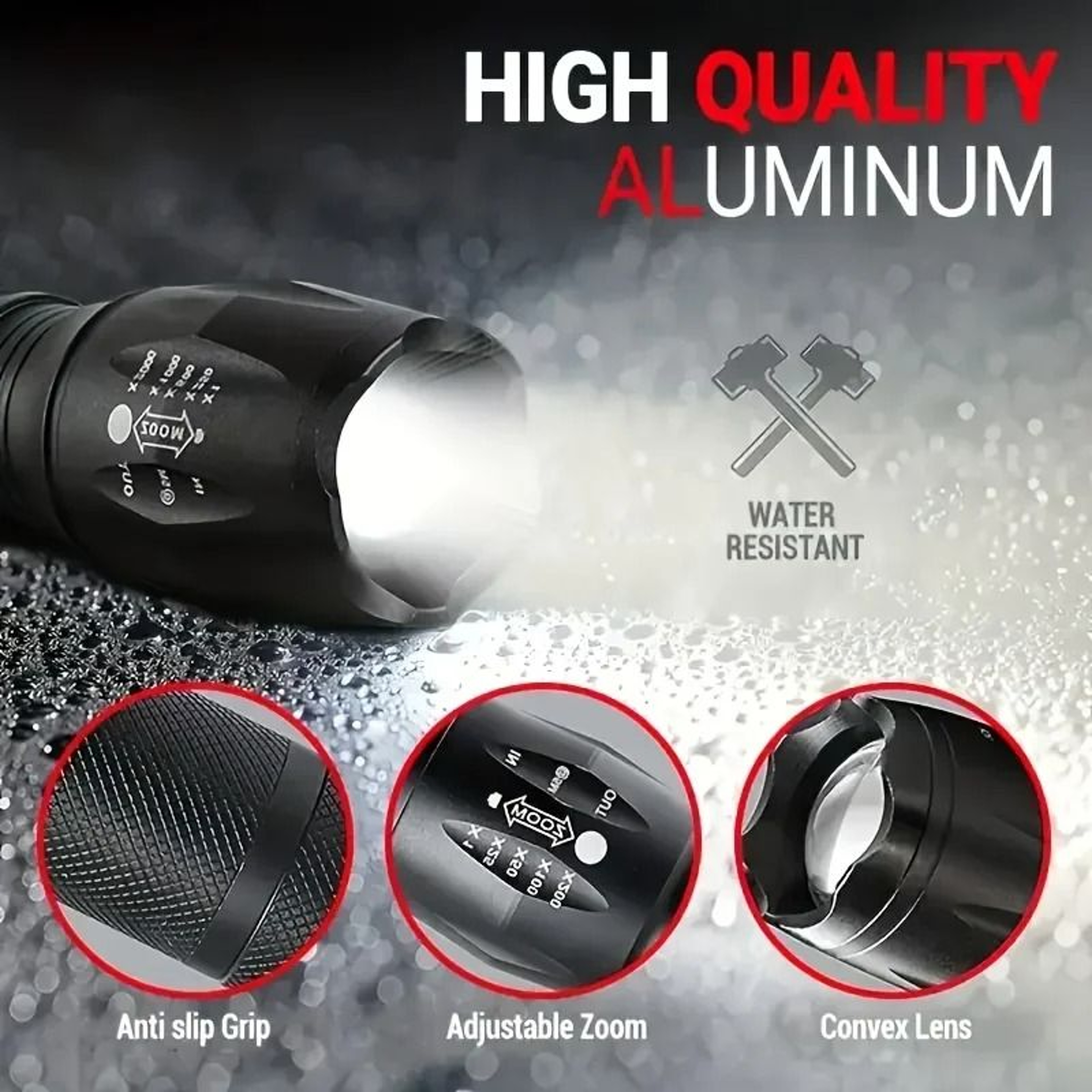 Max 5Mode Tactical Zoom LED Flashlight 2