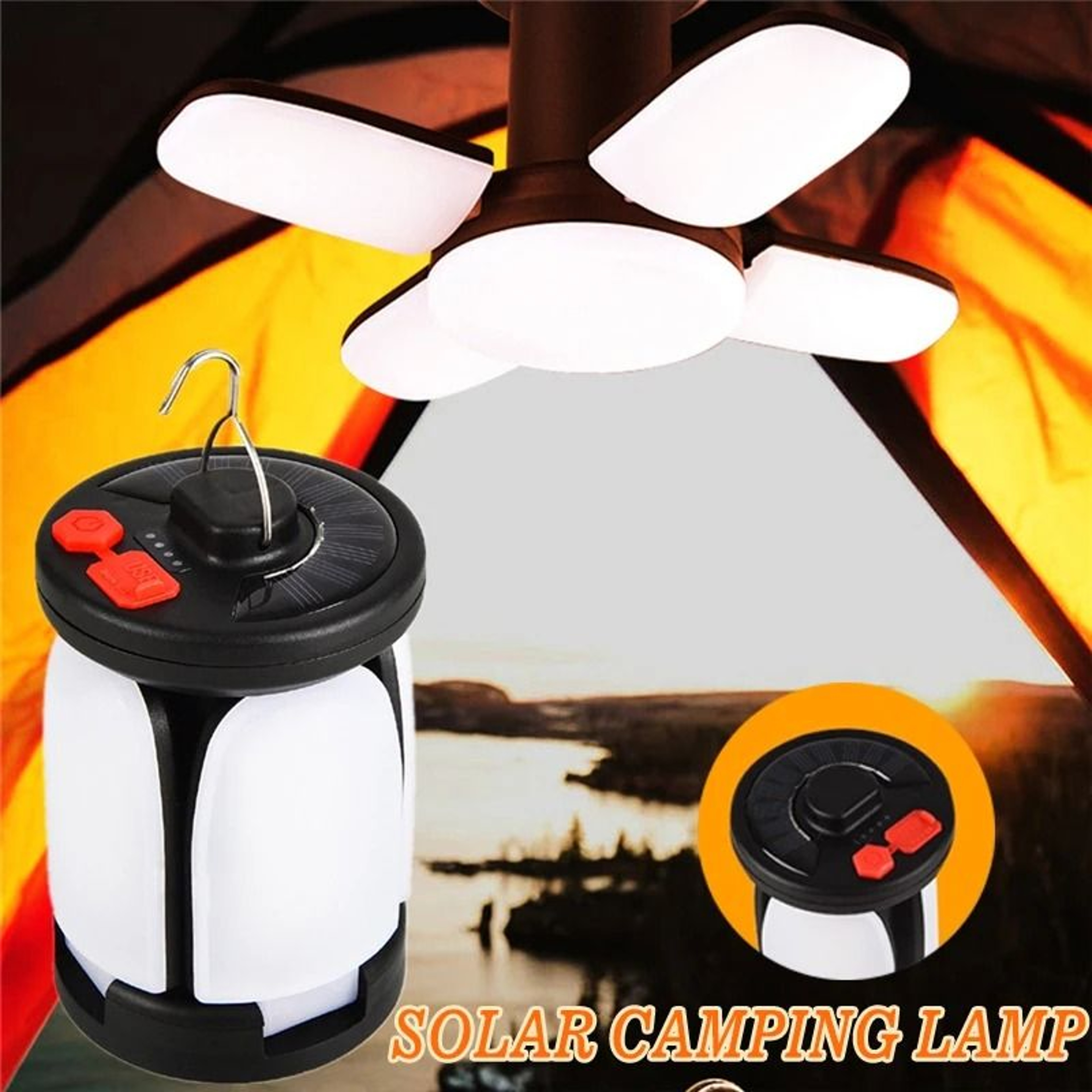 Solar Rechargeable Folding LED Camping Lantern 0