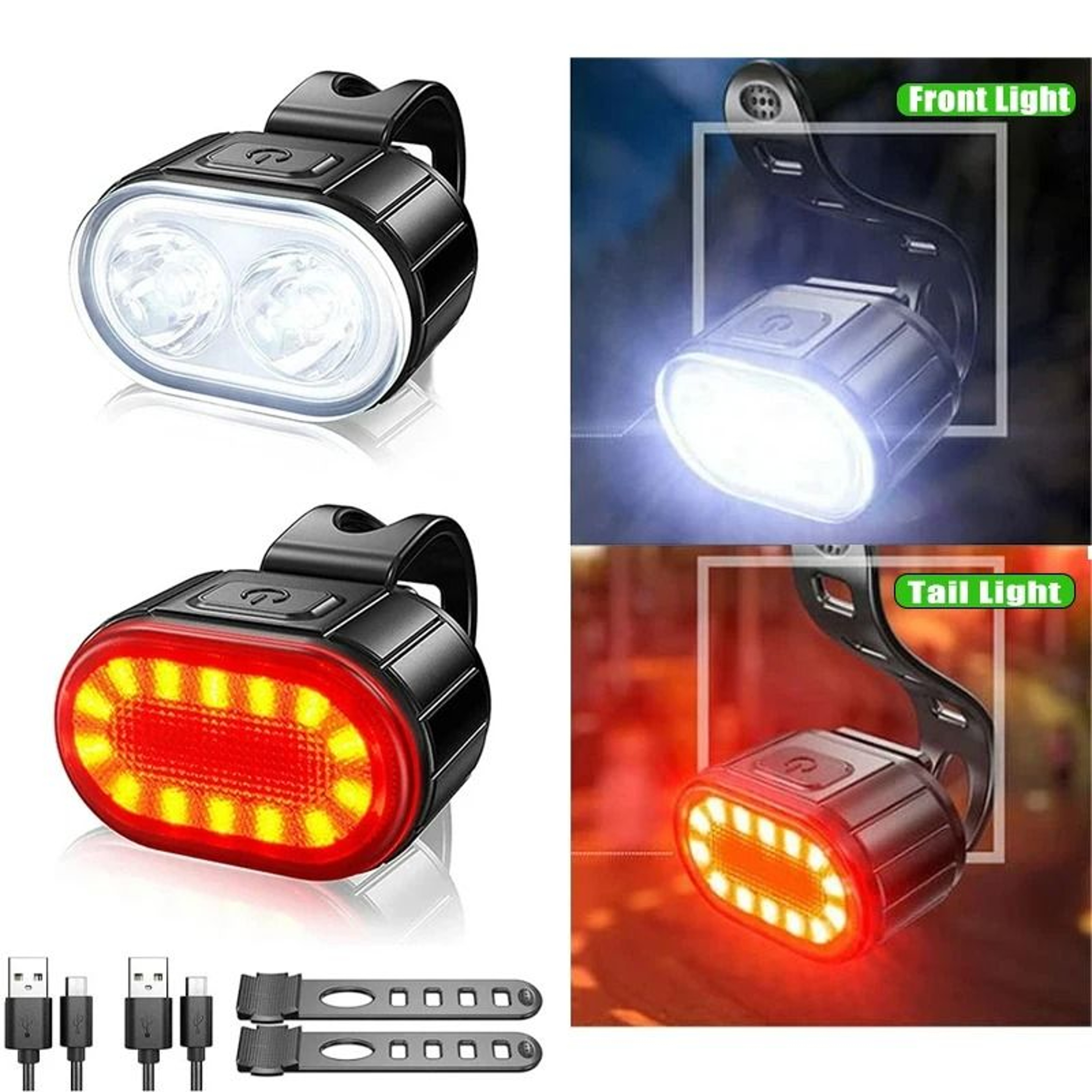 Eco Rechargeable Bike Light Combo Set 0