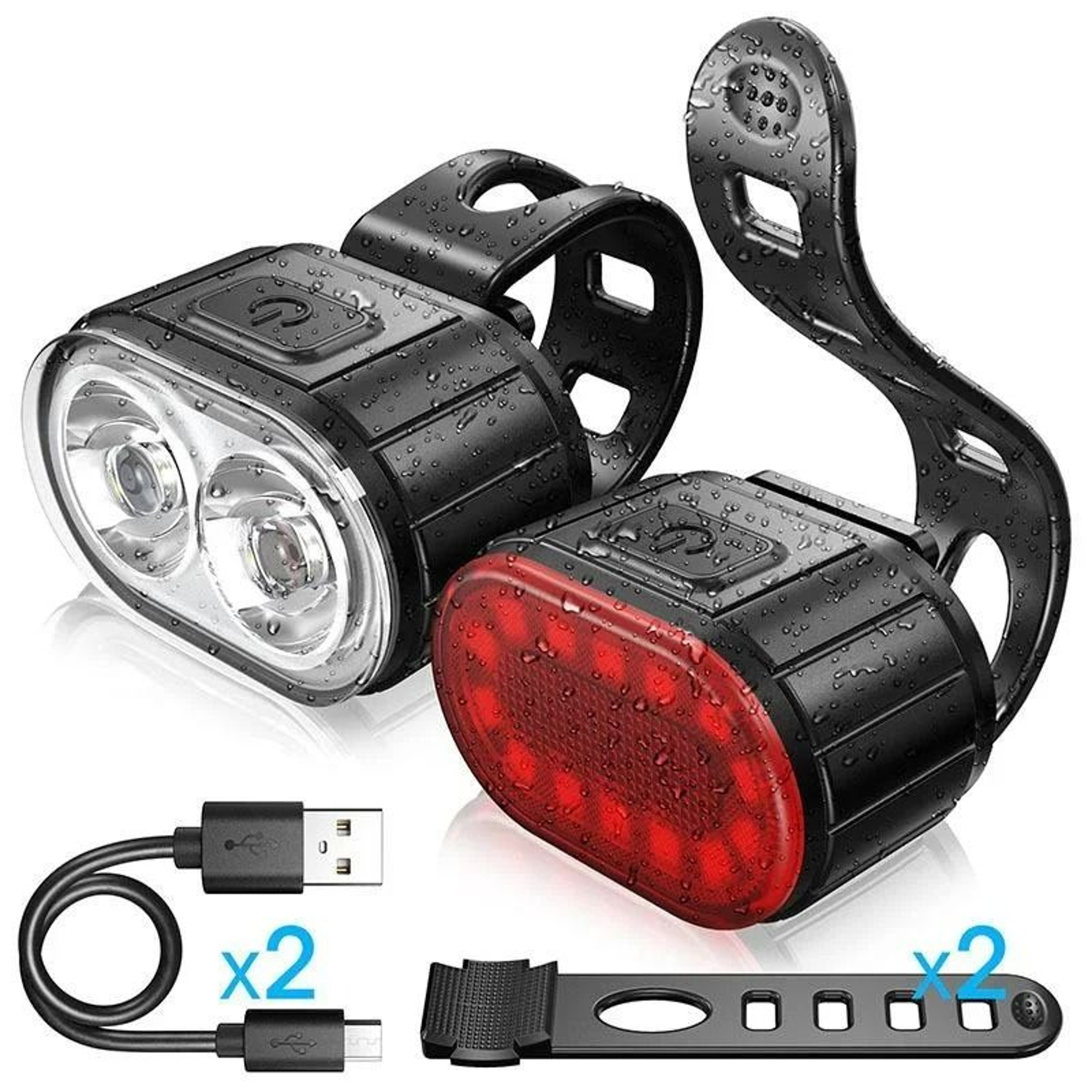 Eco Rechargeable Bike Light Combo Set 8