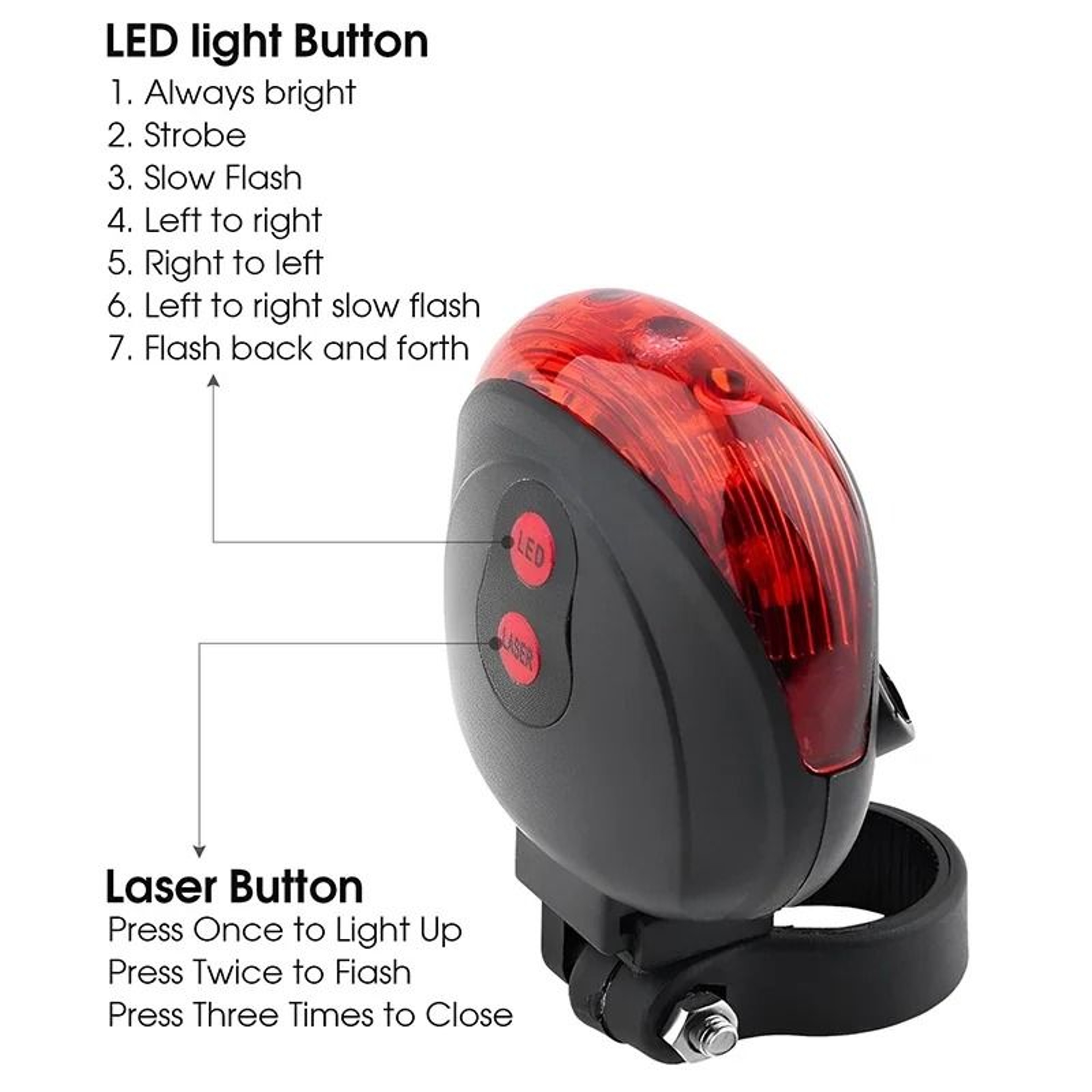 Laser Guide Waterproof LED Bike Taillight 4