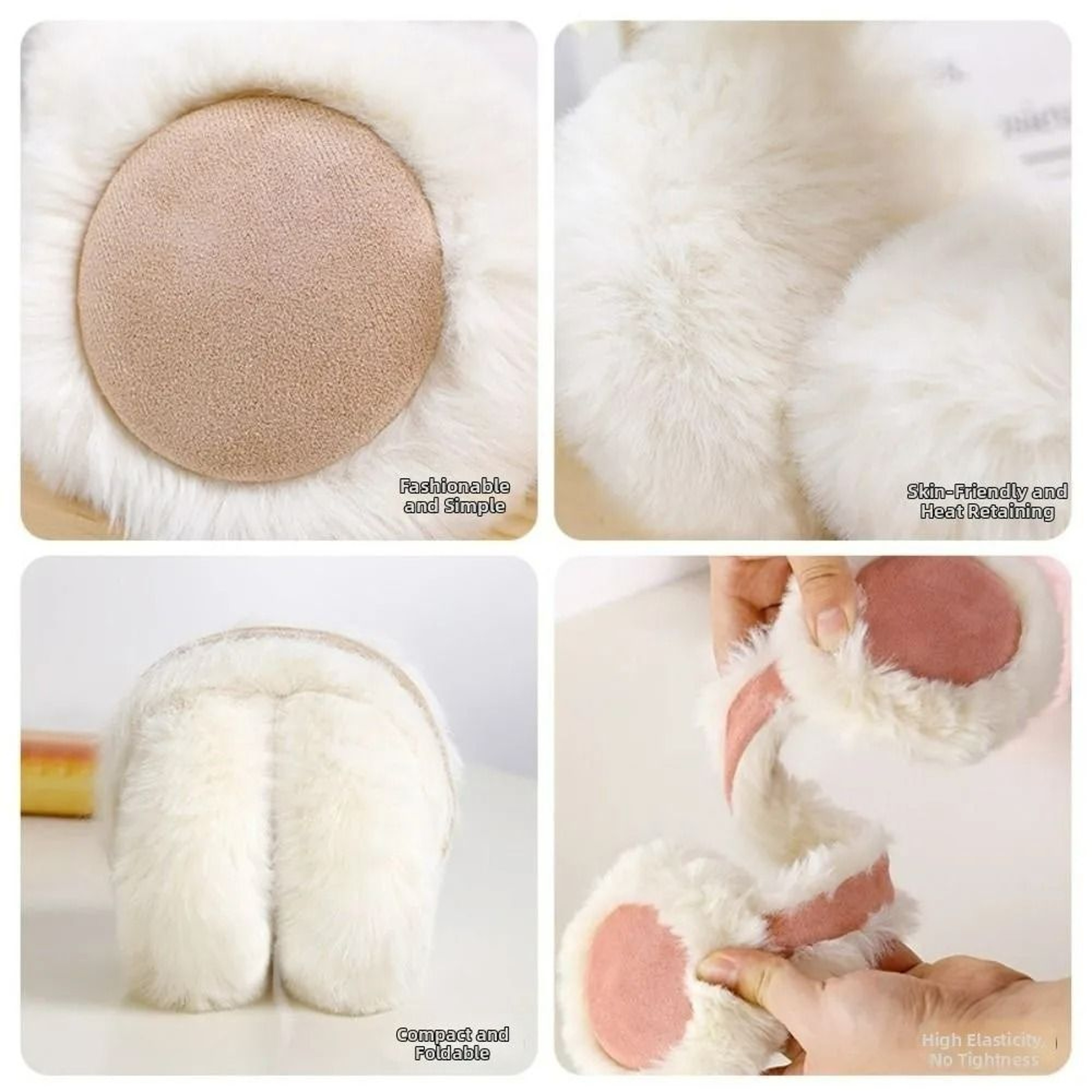 Foldable Plush Faux Fur  Suede Earmuffs 3