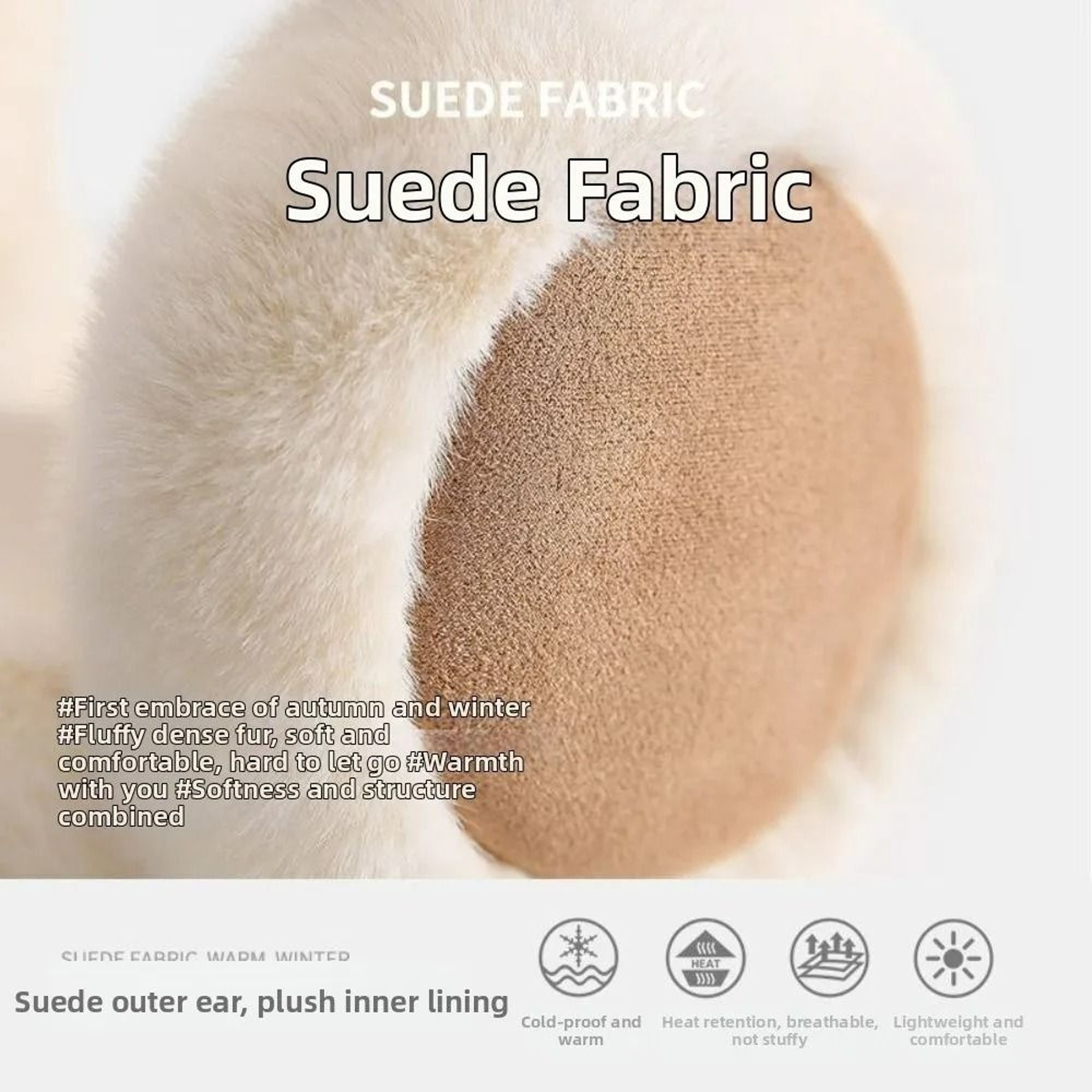 Foldable Plush Faux Fur  Suede Earmuffs 4