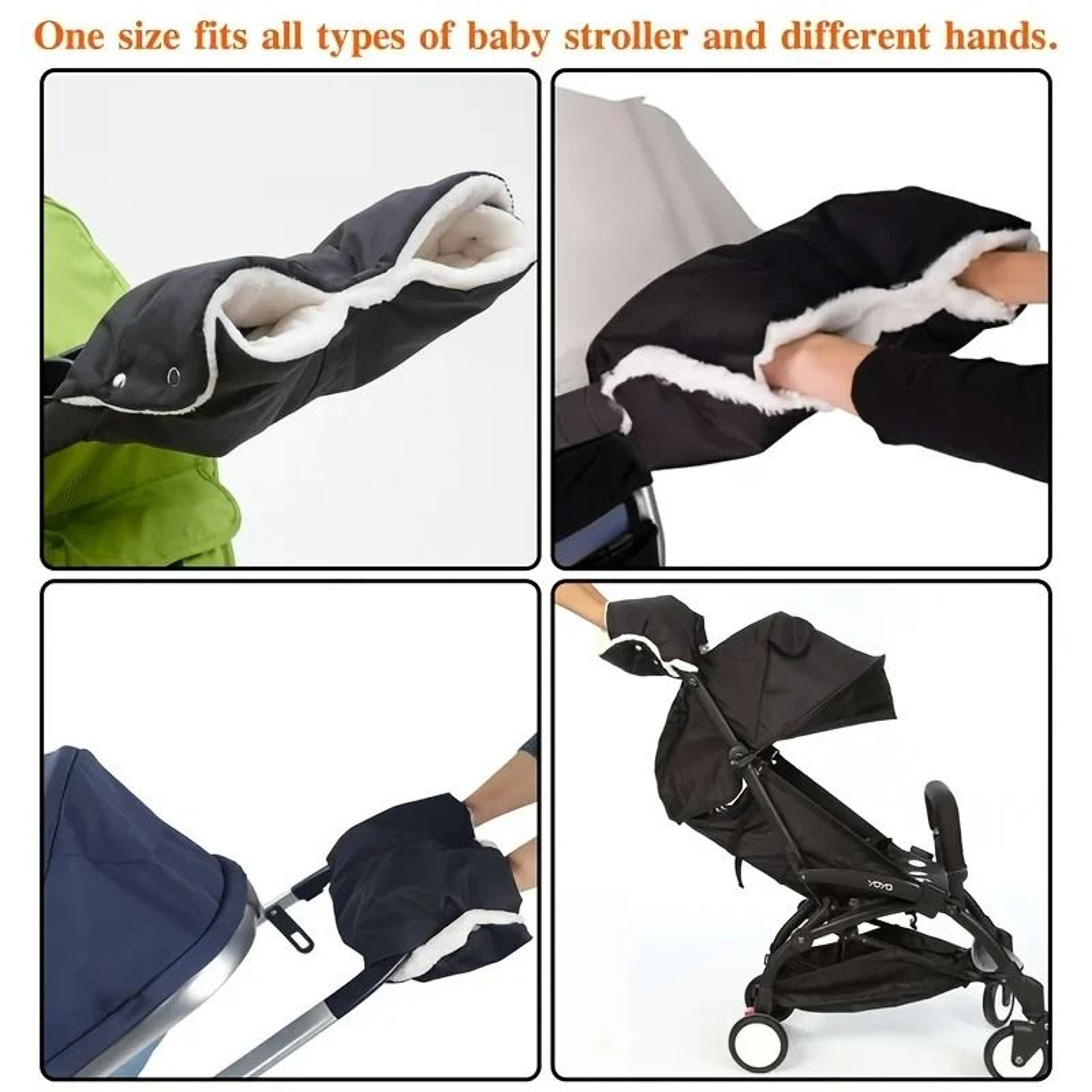Detachable Winter Stroller Gloves  Handbag Set 4