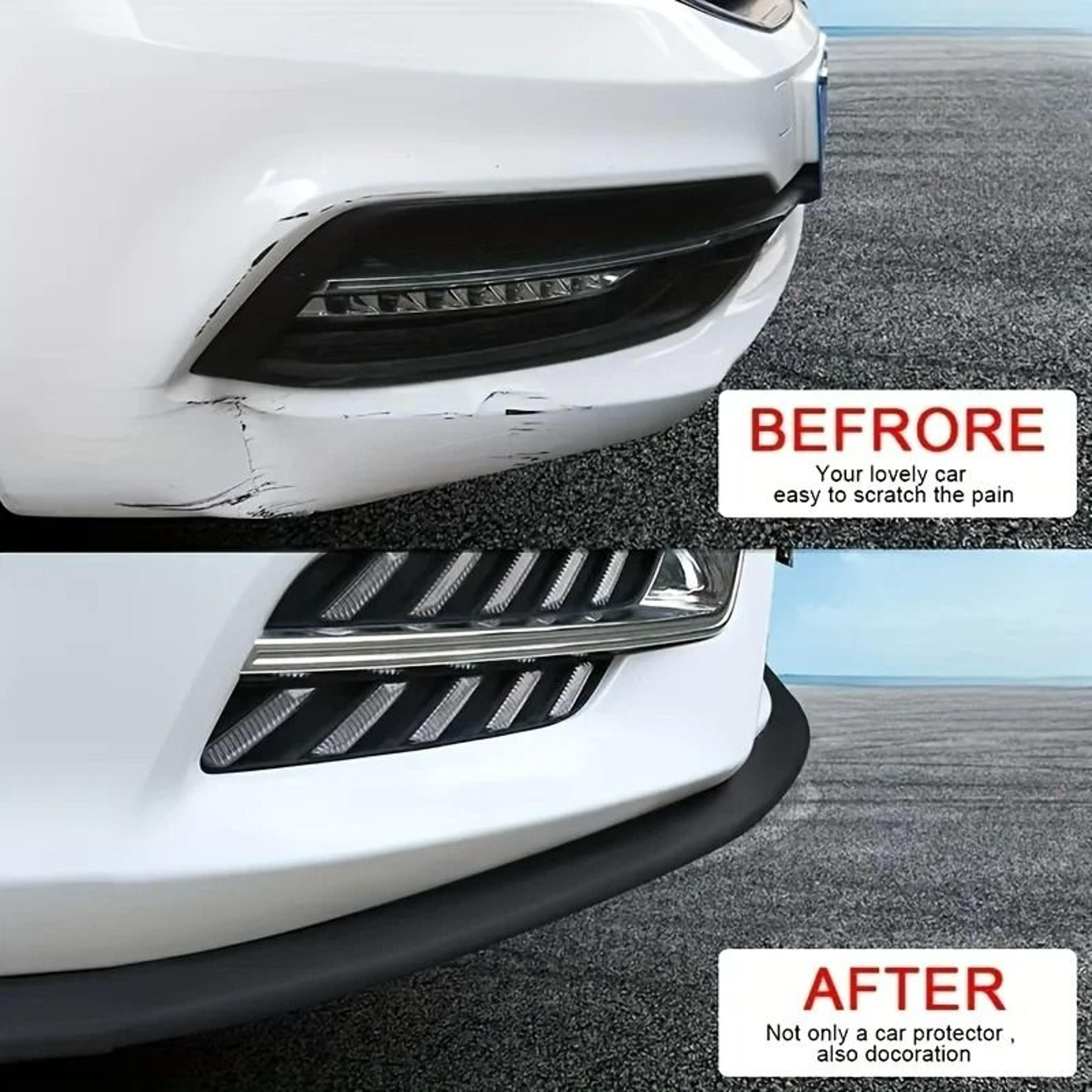 Universal Rubber Front Bumper Spoiler Lip Protector Strip 3