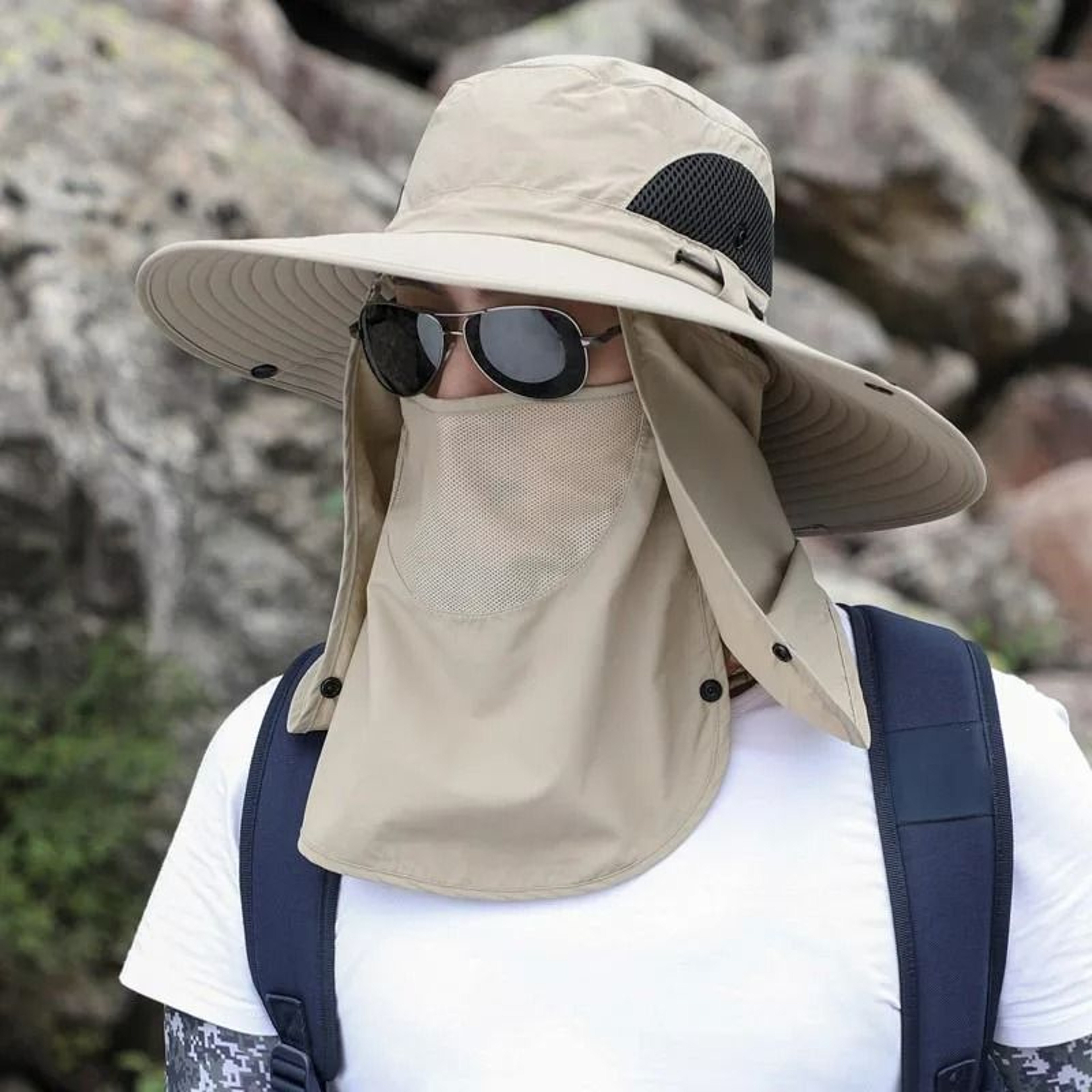 Adjustable FullCoverage Outdoor Fishing  Sunscreen Cap 8