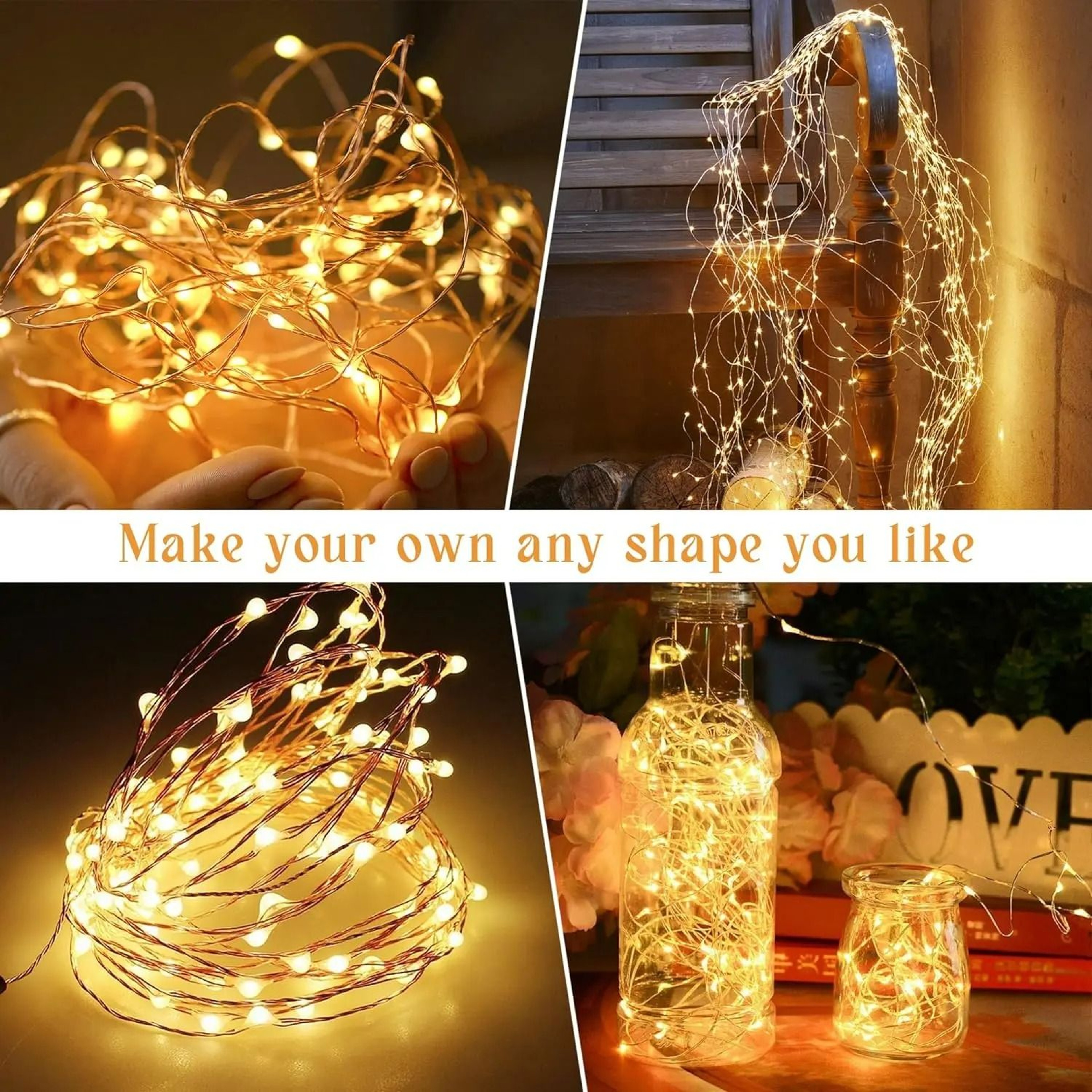 Waterproof 100 LED Solar Copper Wire Fairy Lights 8 Modes 6