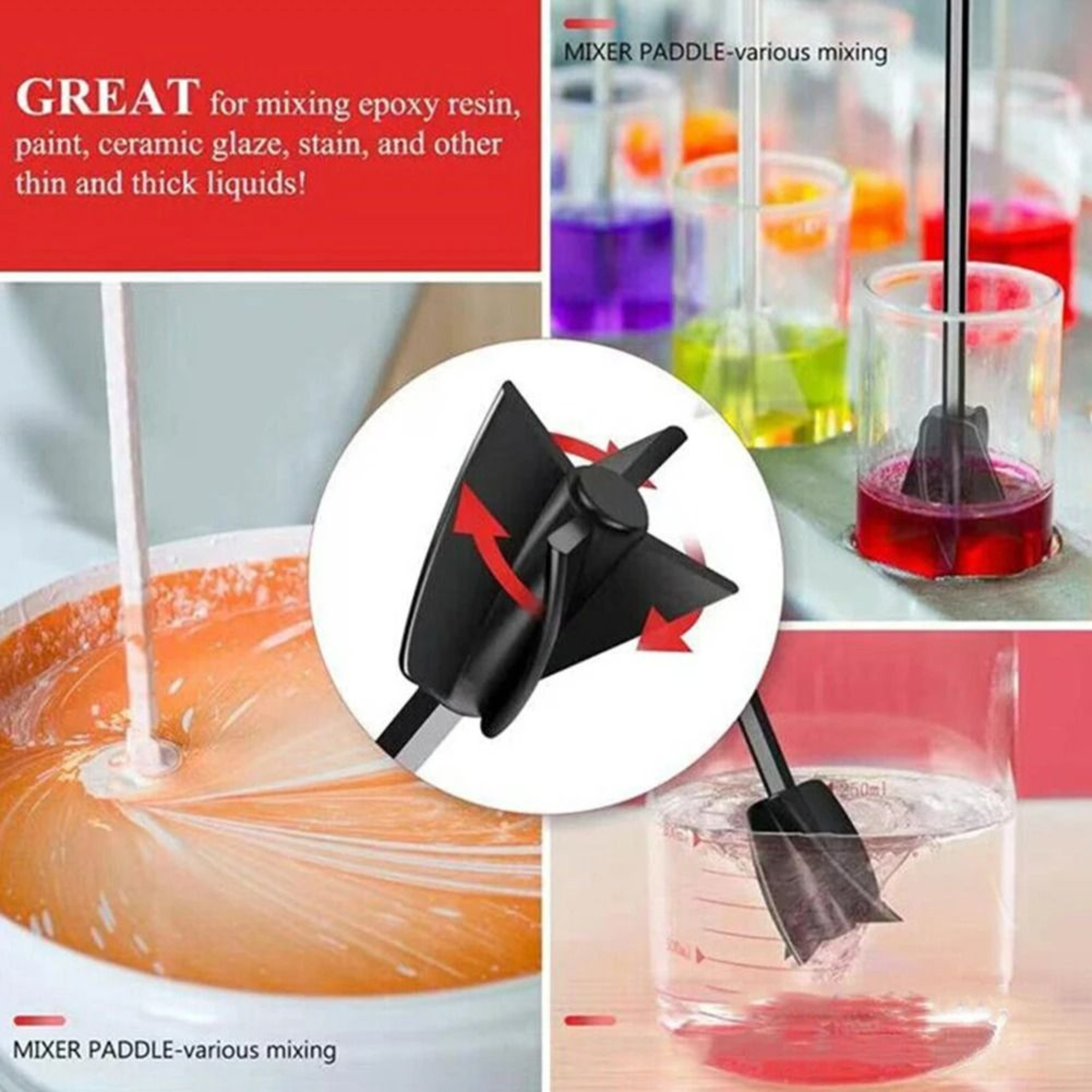 Epoxy  Paint Mixer Drill Attachment Paddle 3