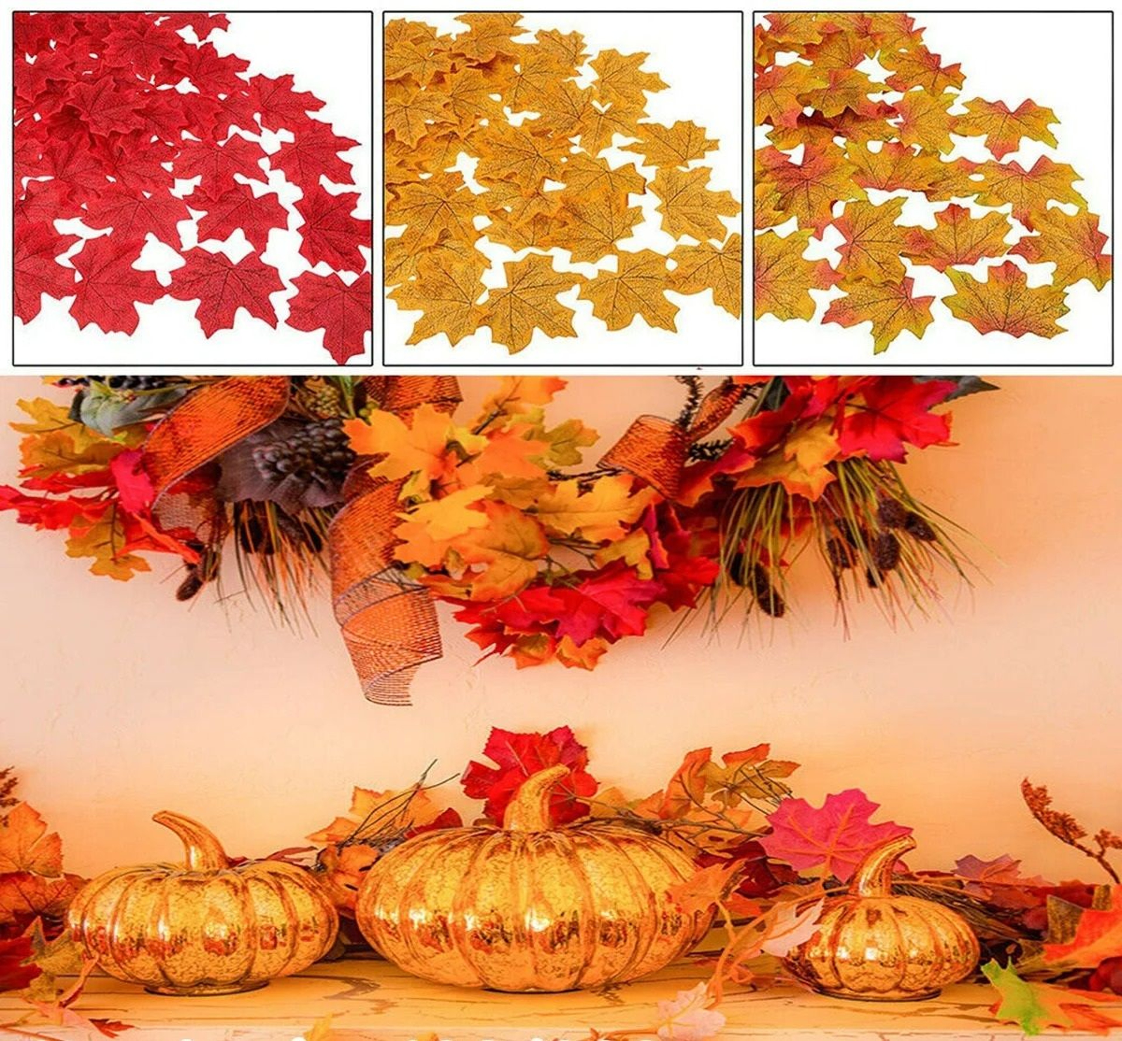Artificial Silk Fall Maple Leaves 100Piece Pack 3