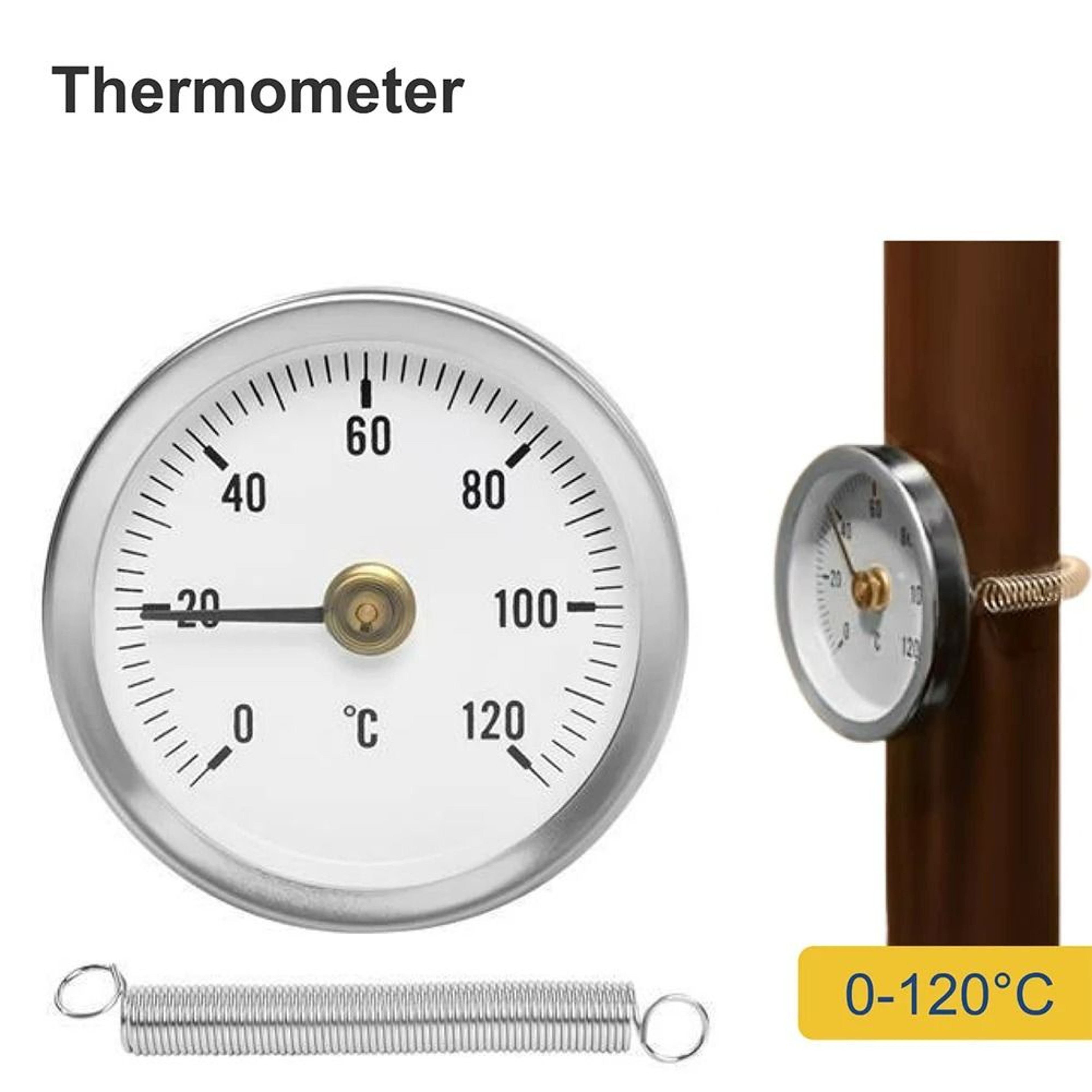Stainless Steel ClampOn Pipe Thermometer 0
