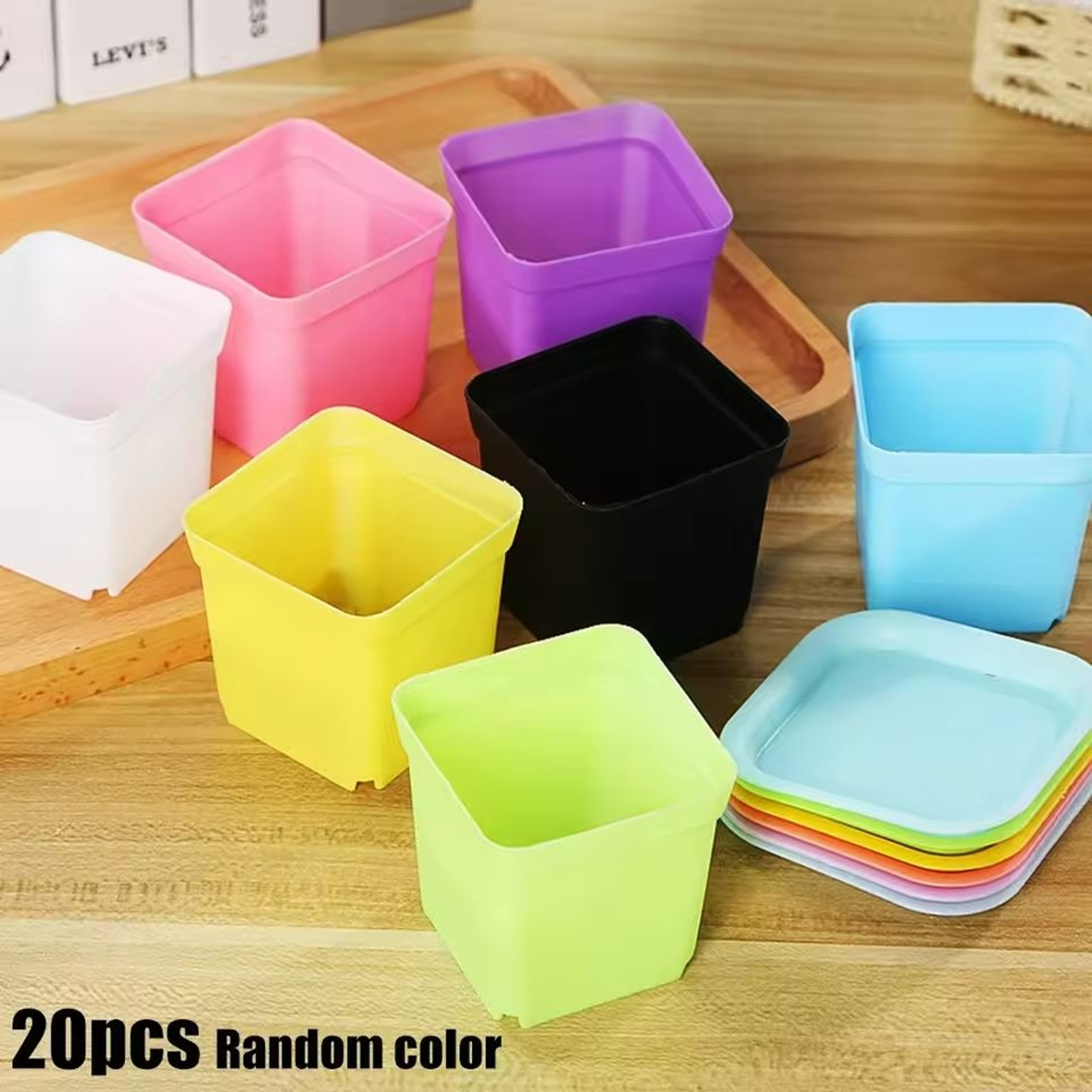 Mini Square Succulent Planter  Tray Set 20Piece Pack 1