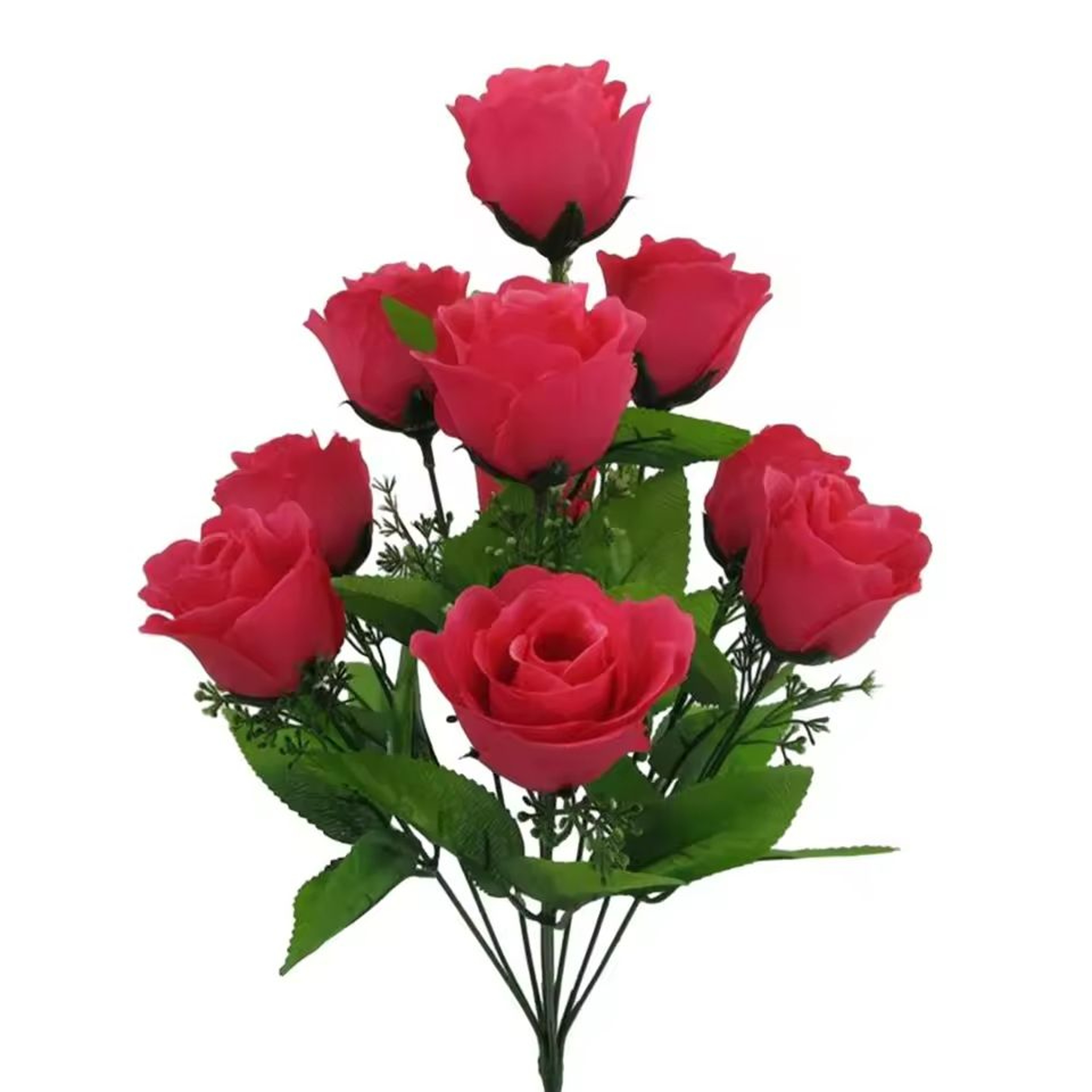 10Head Silk Rose Bud Artificial Bridal Bouquet 13