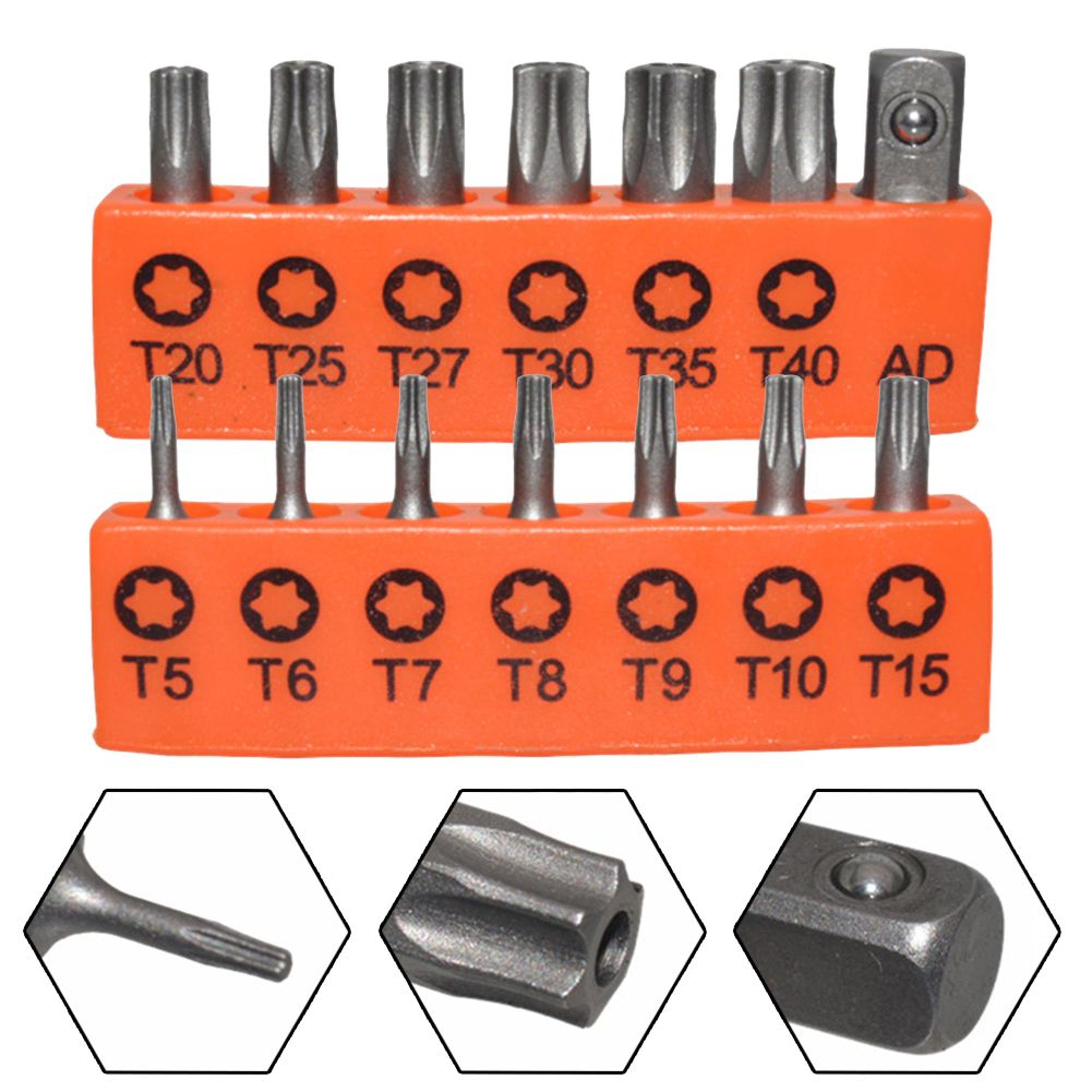 14Piece Security Torx Hex Shank Screwdriver Bit Set T5T40 4