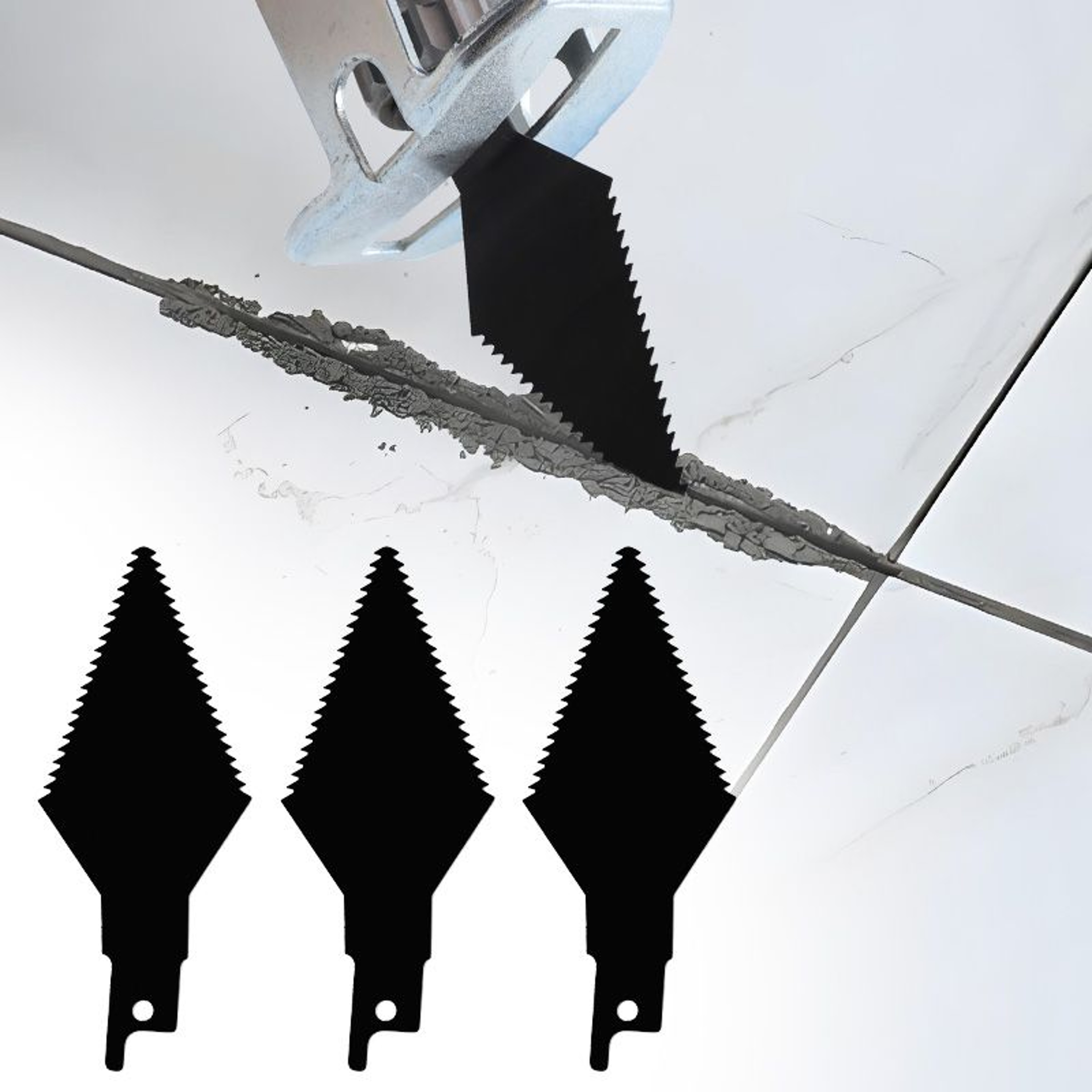 3Piece Reciprocating Saw Grout Remover Blades 0