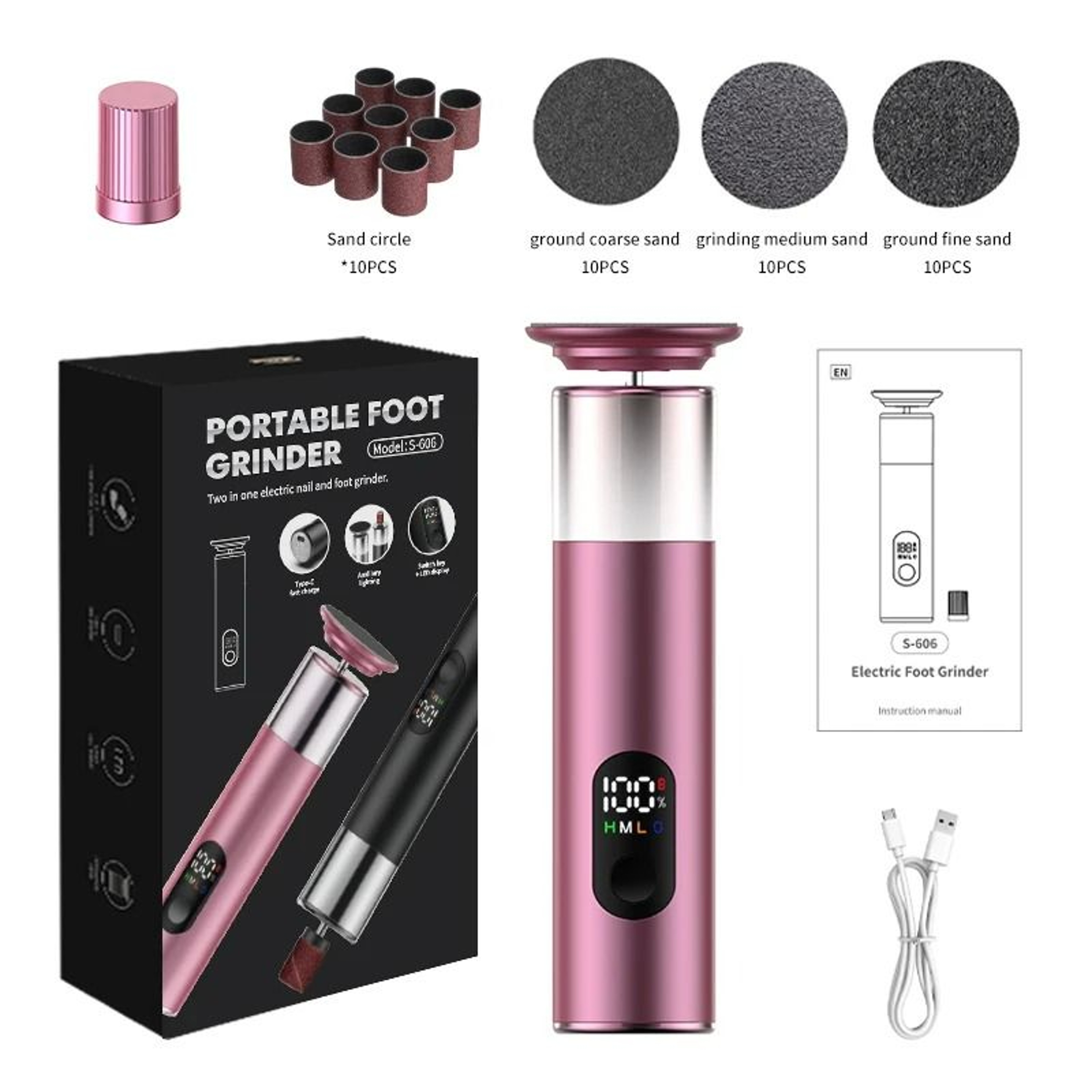 Electric Foot Callus Remover with Auxiliary Lighting  30Piece Disc Set 10