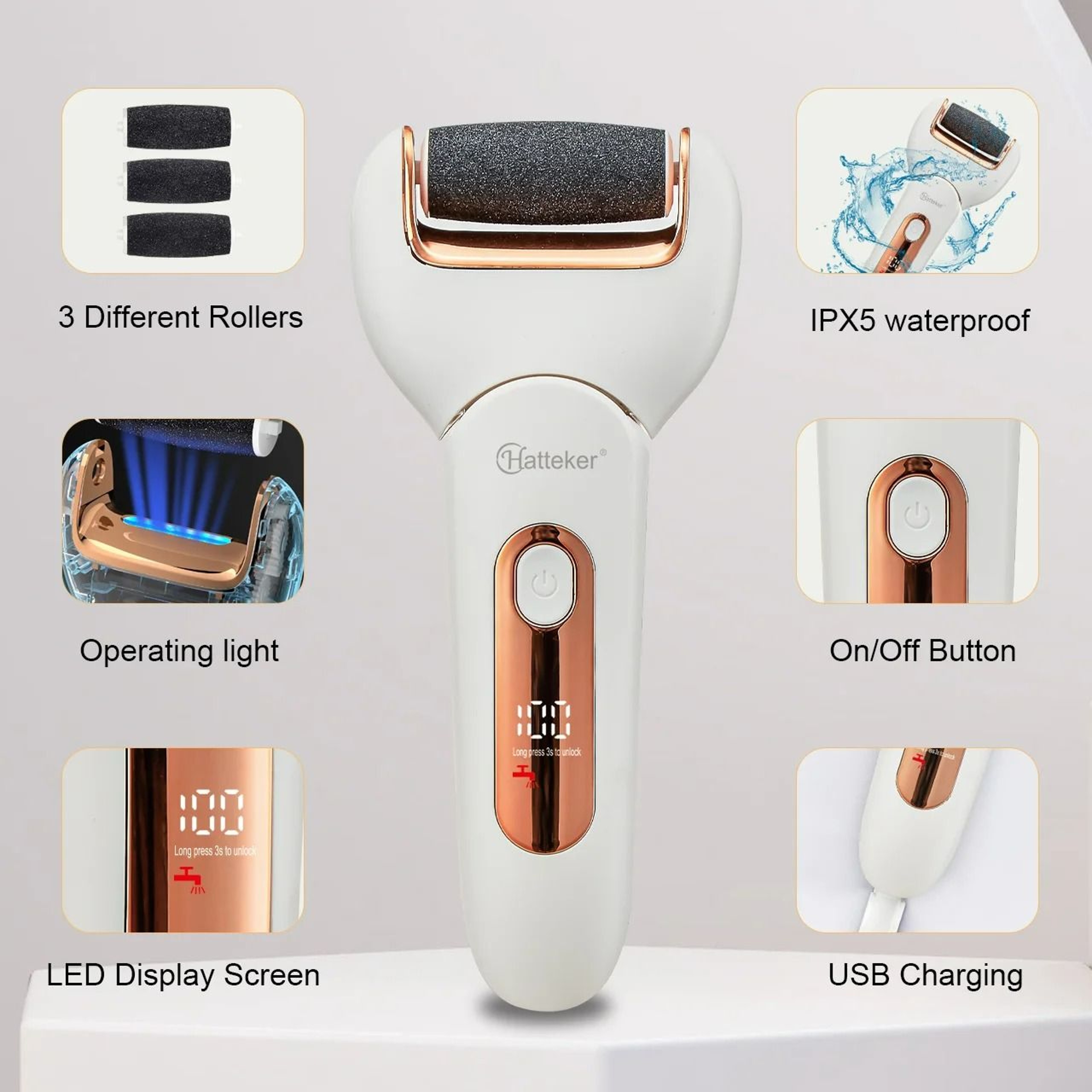 Waterproof Electric Foot File  Callus Remover 2