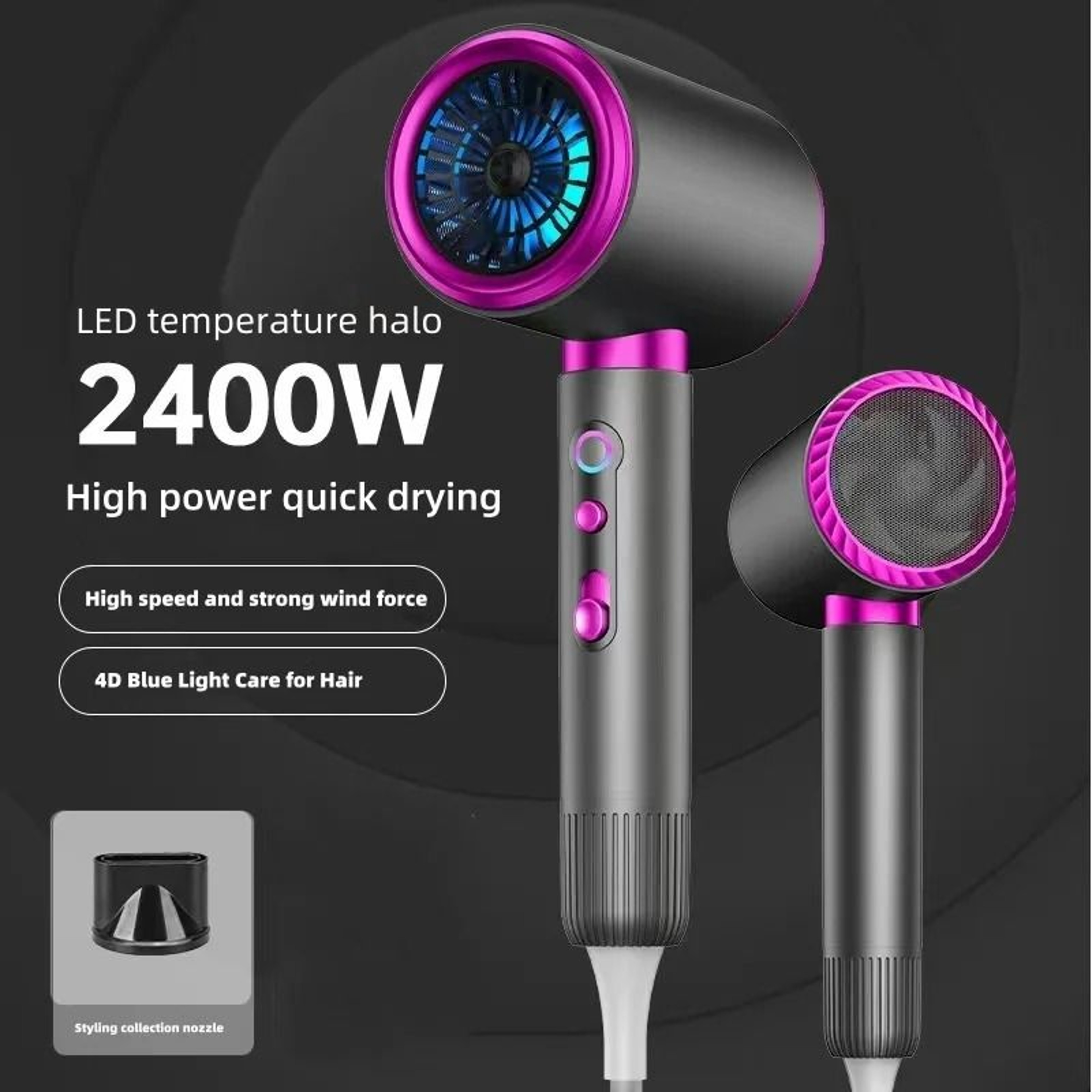 2400W Blue Negative Ion Hair Dryer 10