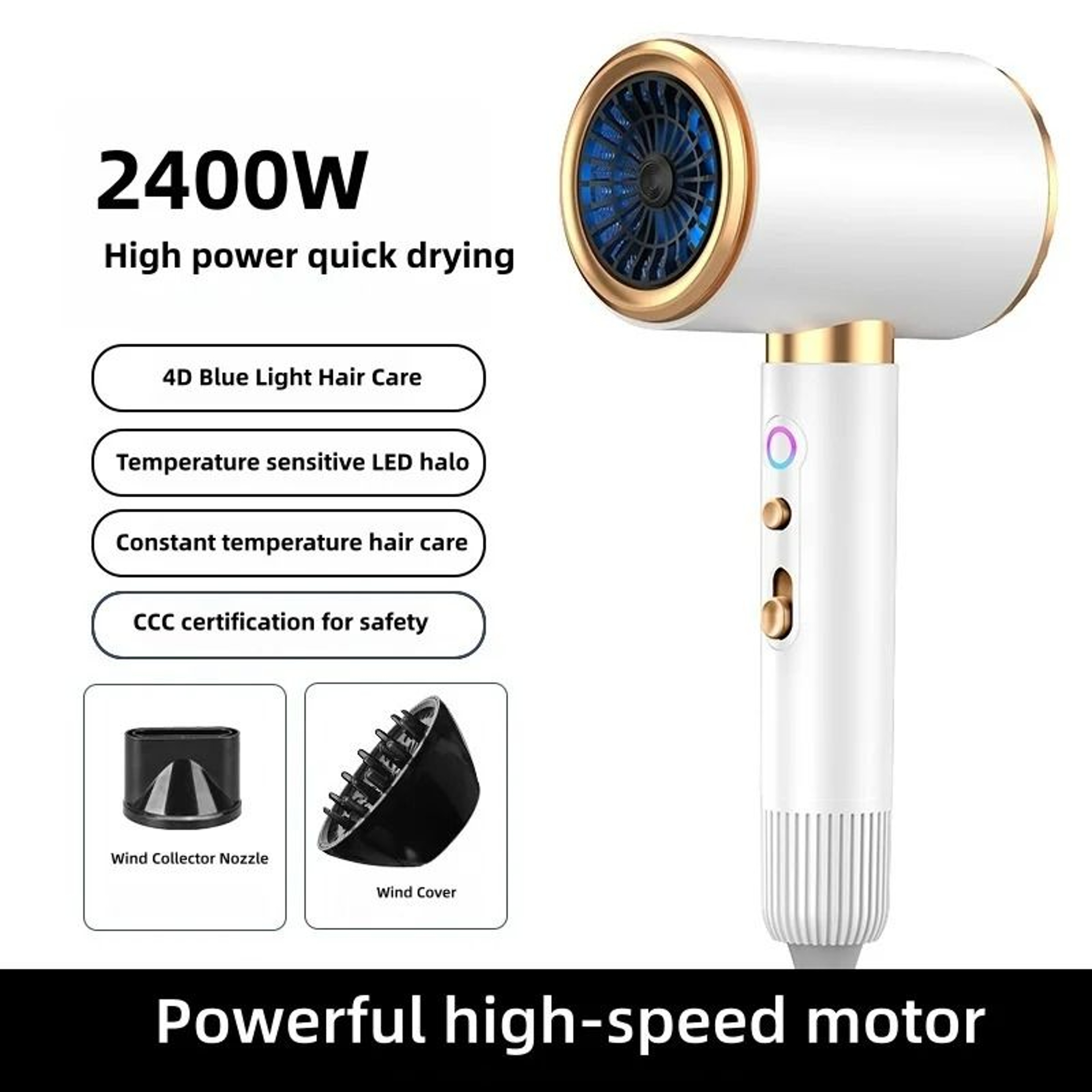 2400W Blue Negative Ion Hair Dryer 8