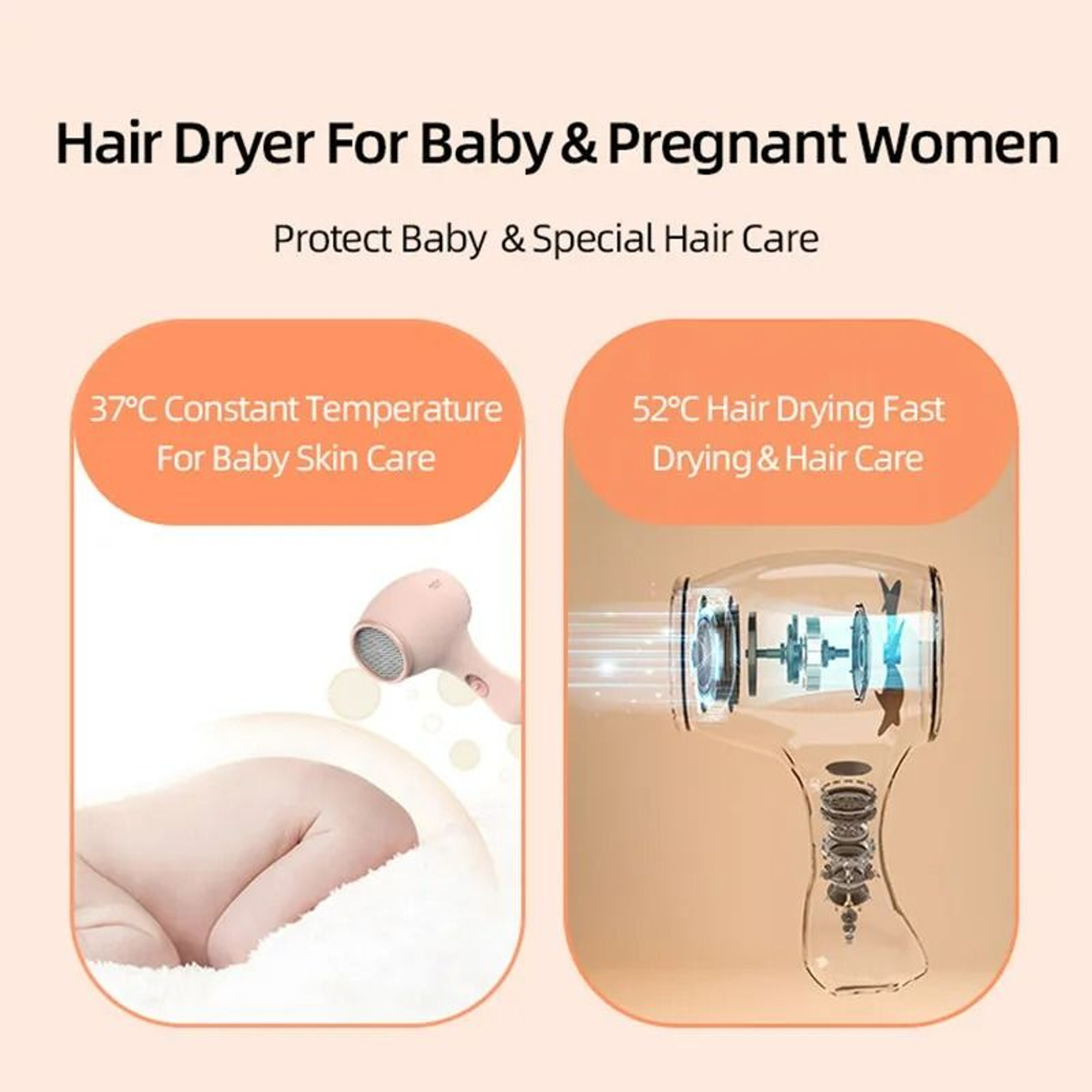 Upgraded Q2 Constant Temperature Silent Childrens Hair Dryer 3