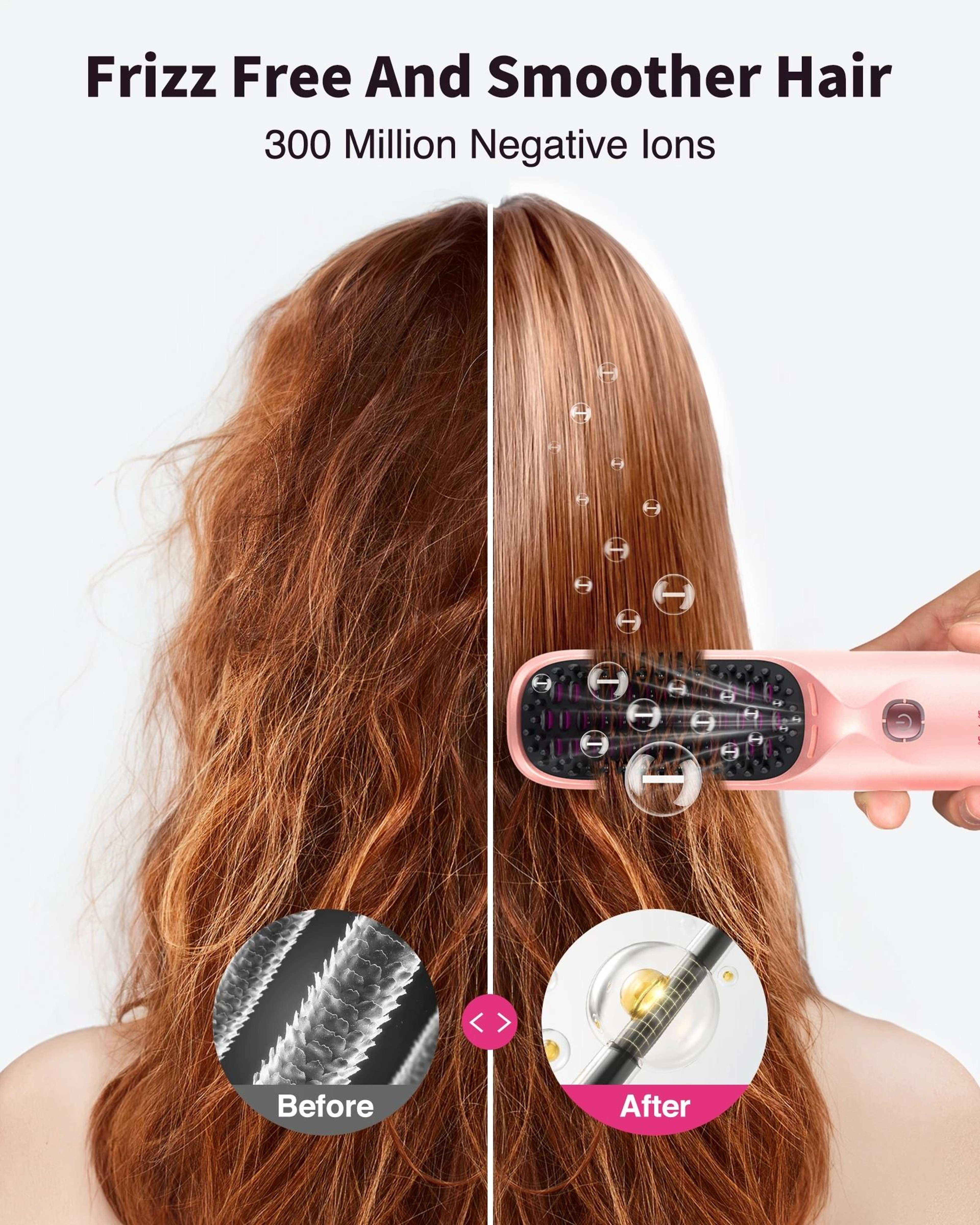Cordless Negative Ion Hair Straightener Brush 5