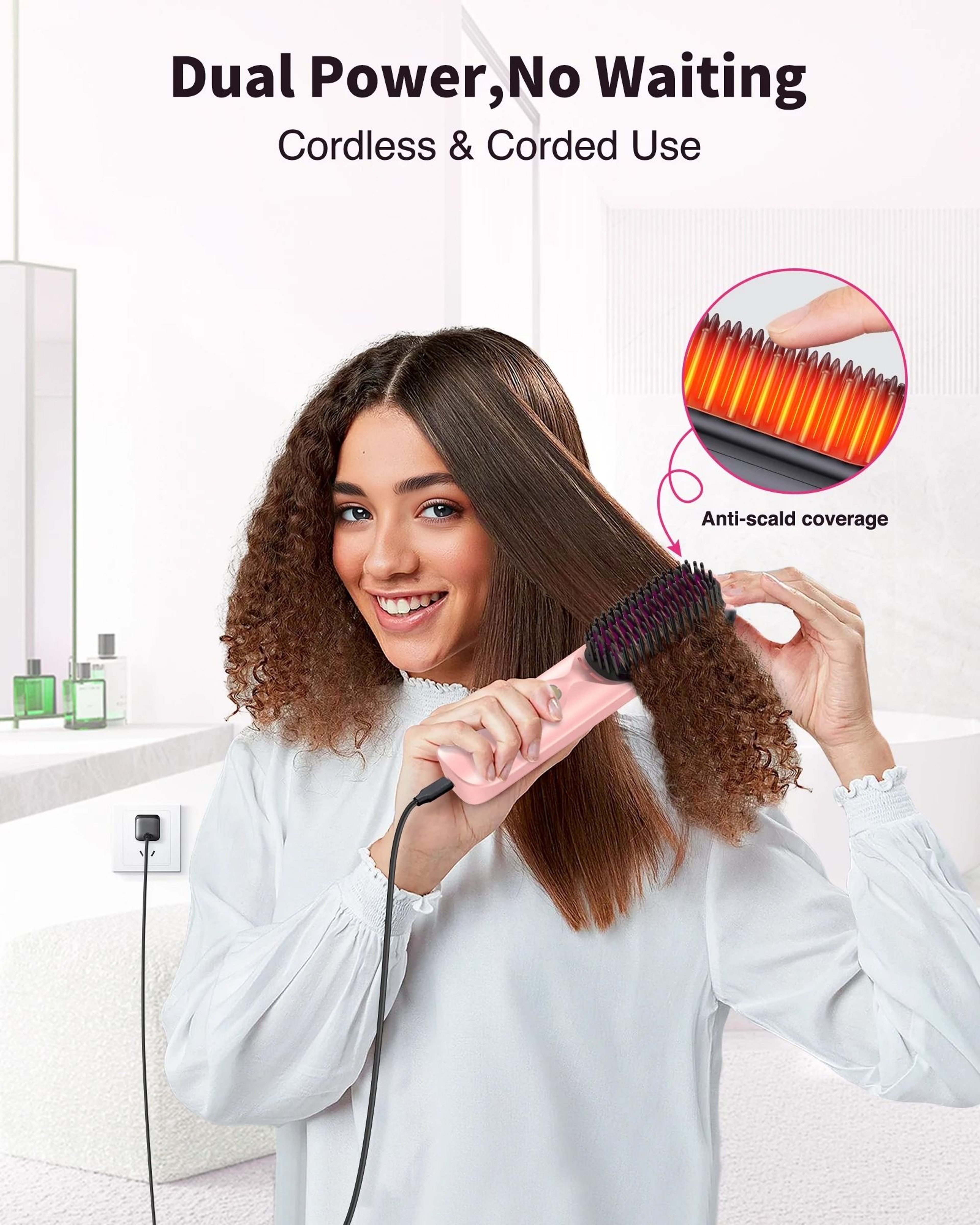 Cordless Negative Ion Hair Straightener Brush 6