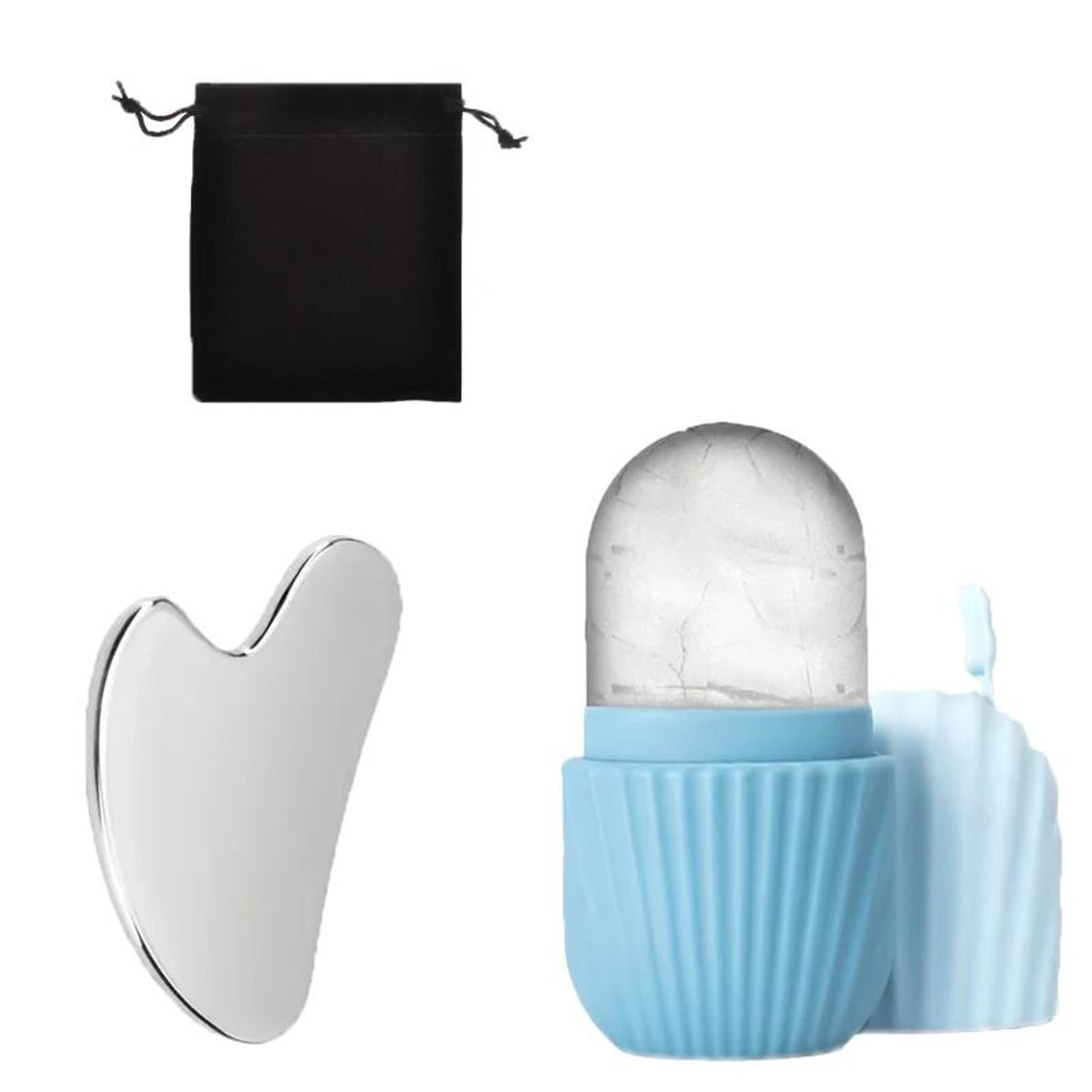 Stainless Steel Ice Facial Roller And Gua Sha Set 3Piece 0
