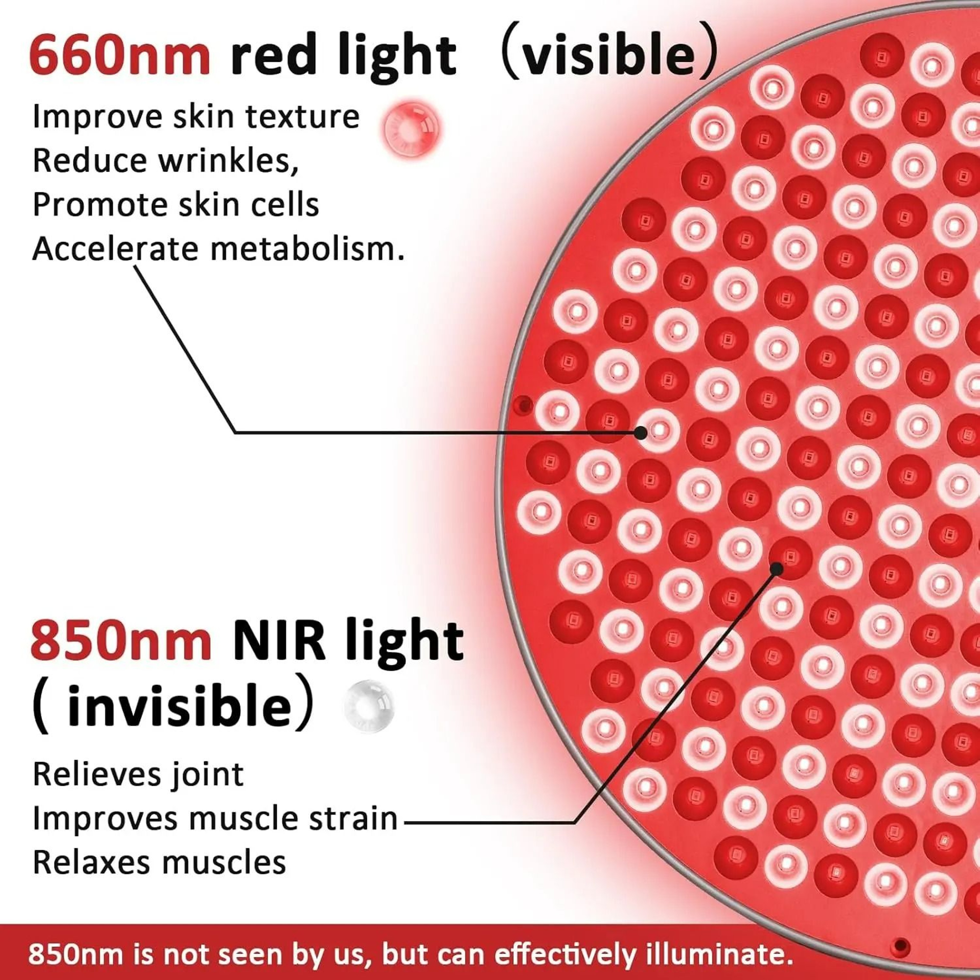Round Red Light Therapy LED Panel With Stand 3