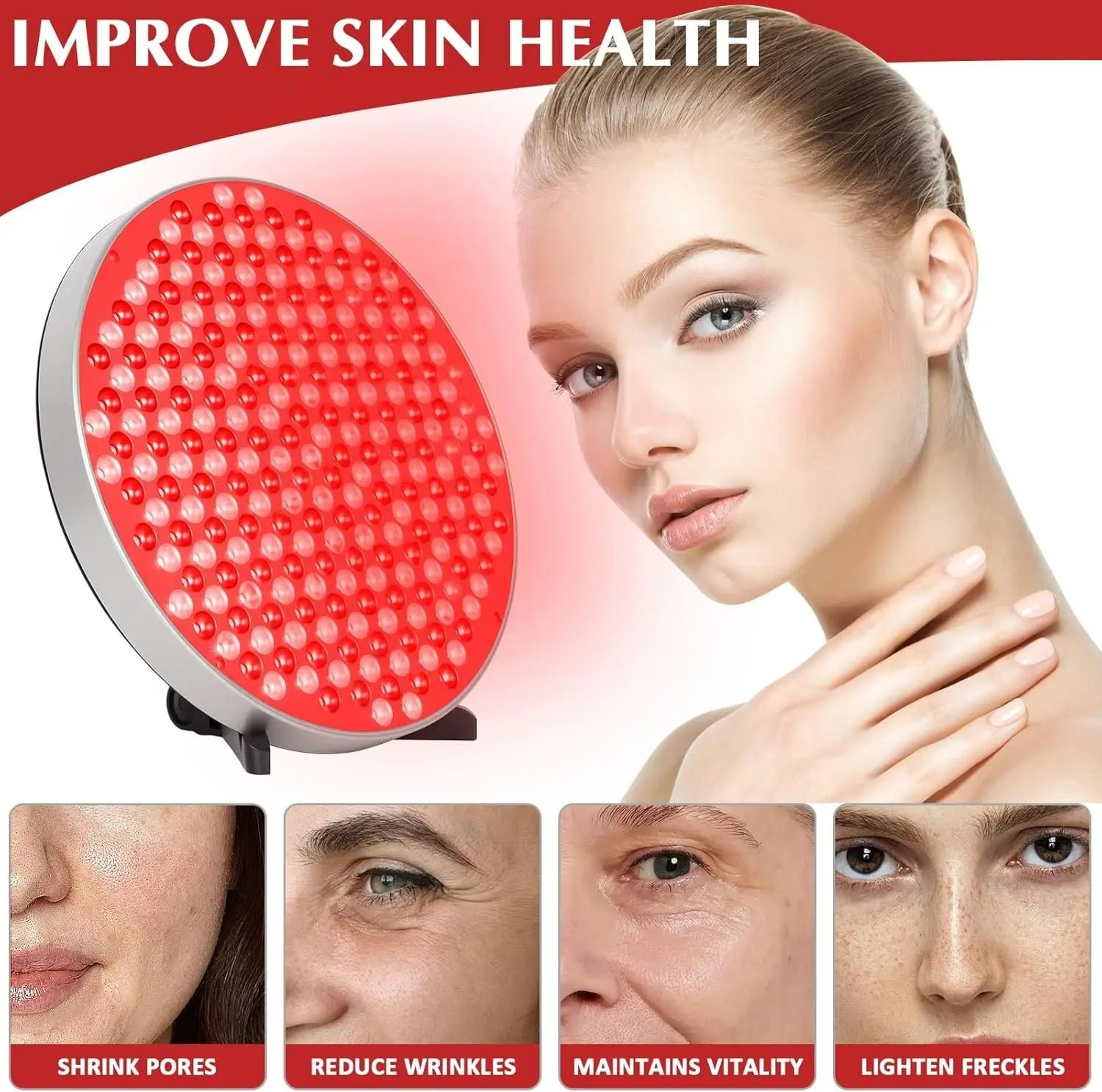 Round Red Light Therapy LED Panel With Stand 6