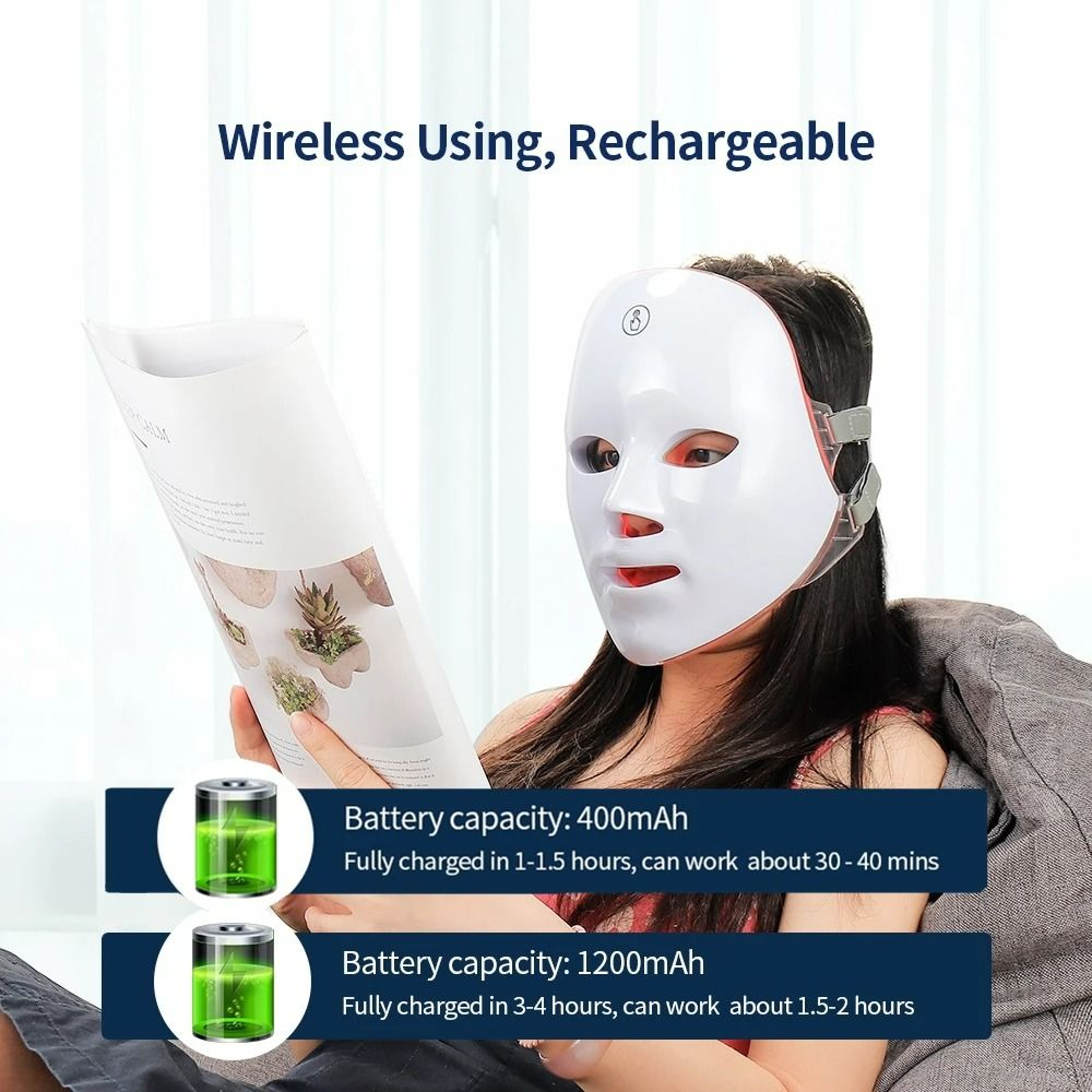 Wireless 7Color LED Photon Facial Mask 3