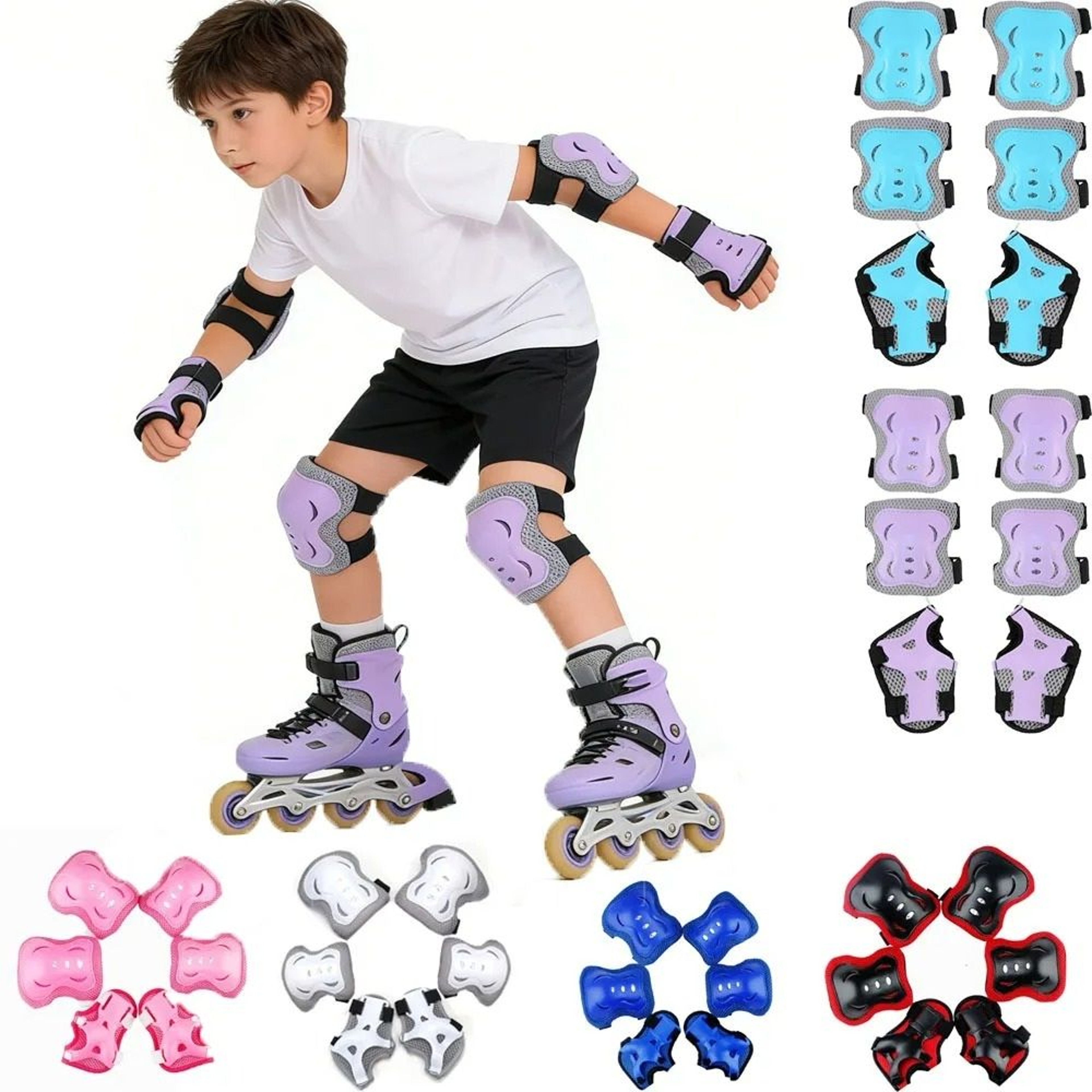 Kids 6in1 Protective Gear Safety Set Knee Elbow  Wrist Guards 0