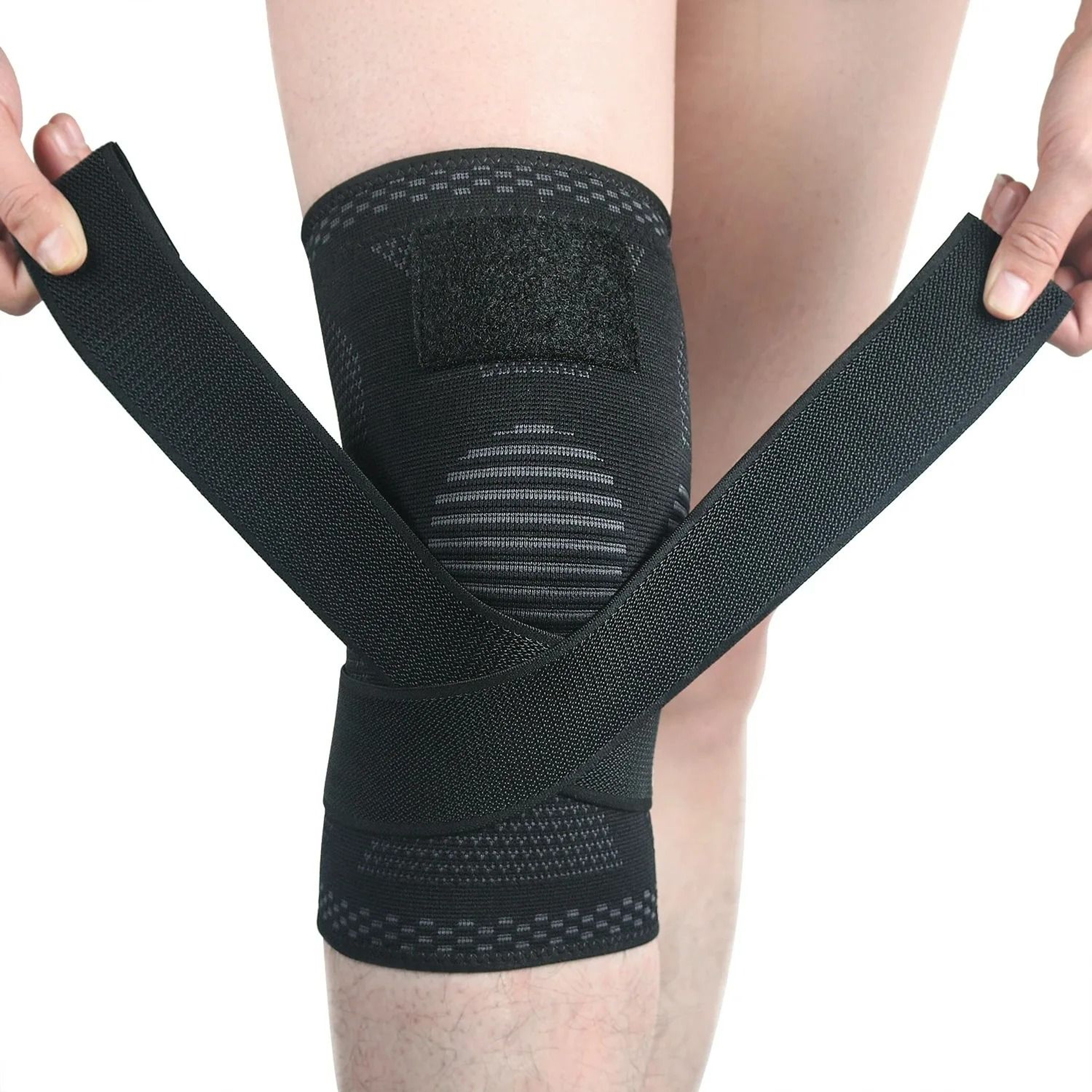 Compression Knee Sleeve With Integrated Stabilizing Bandage 0