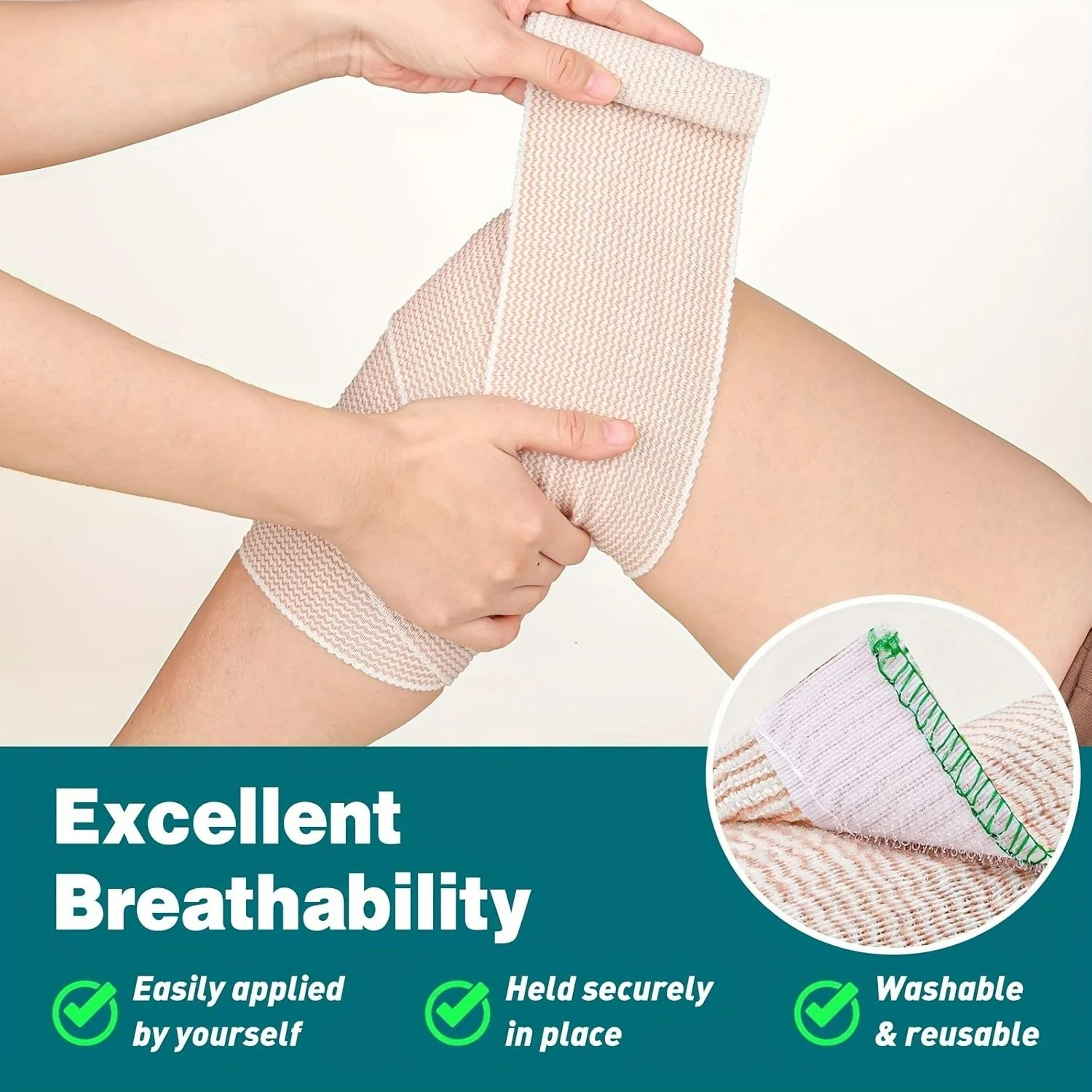 2Pack Premium Reusable Elastic Bandage Wrap With Hook  Loop Closure 5