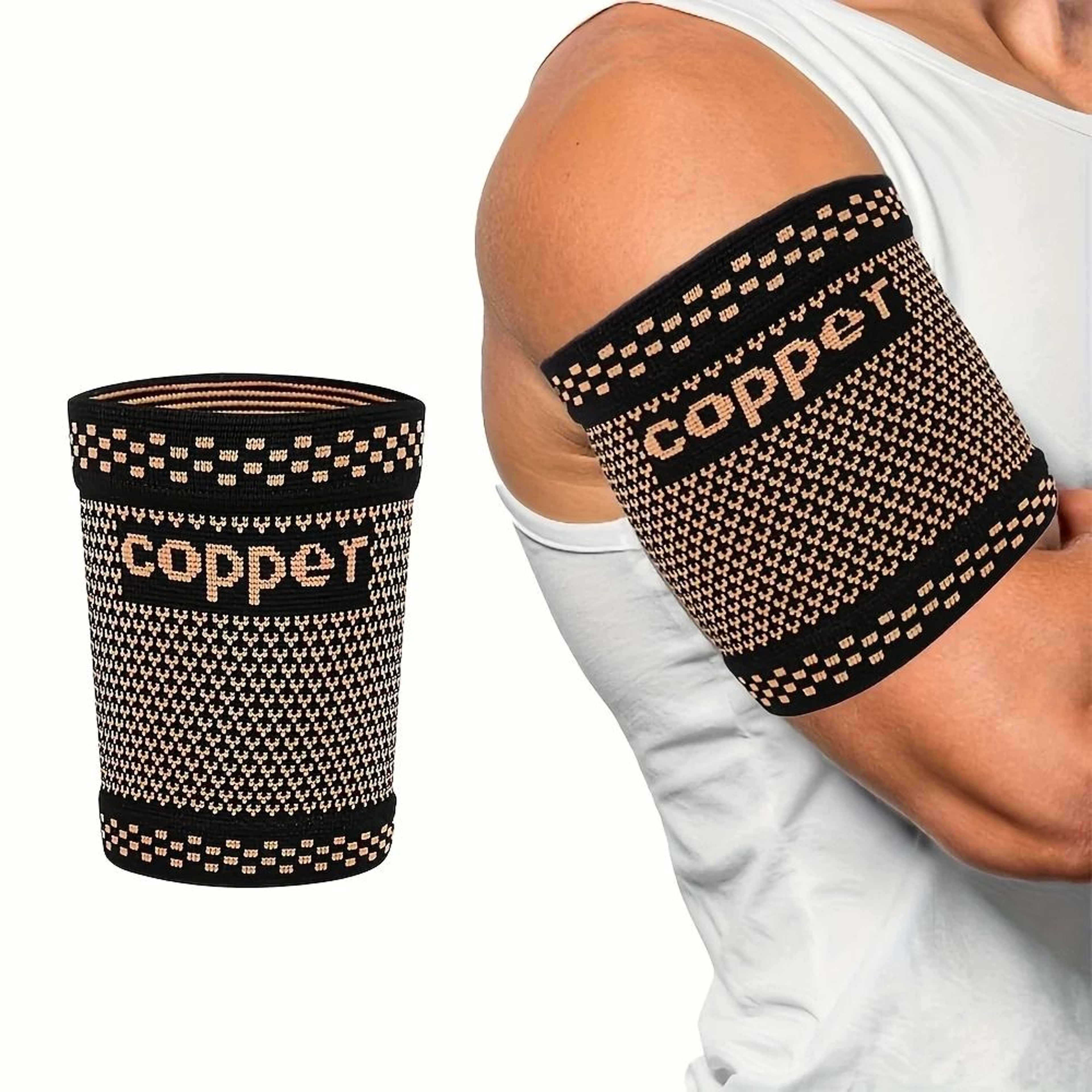 CopperInfused Bicep Compression Sleeve And Upper Arm Support 0