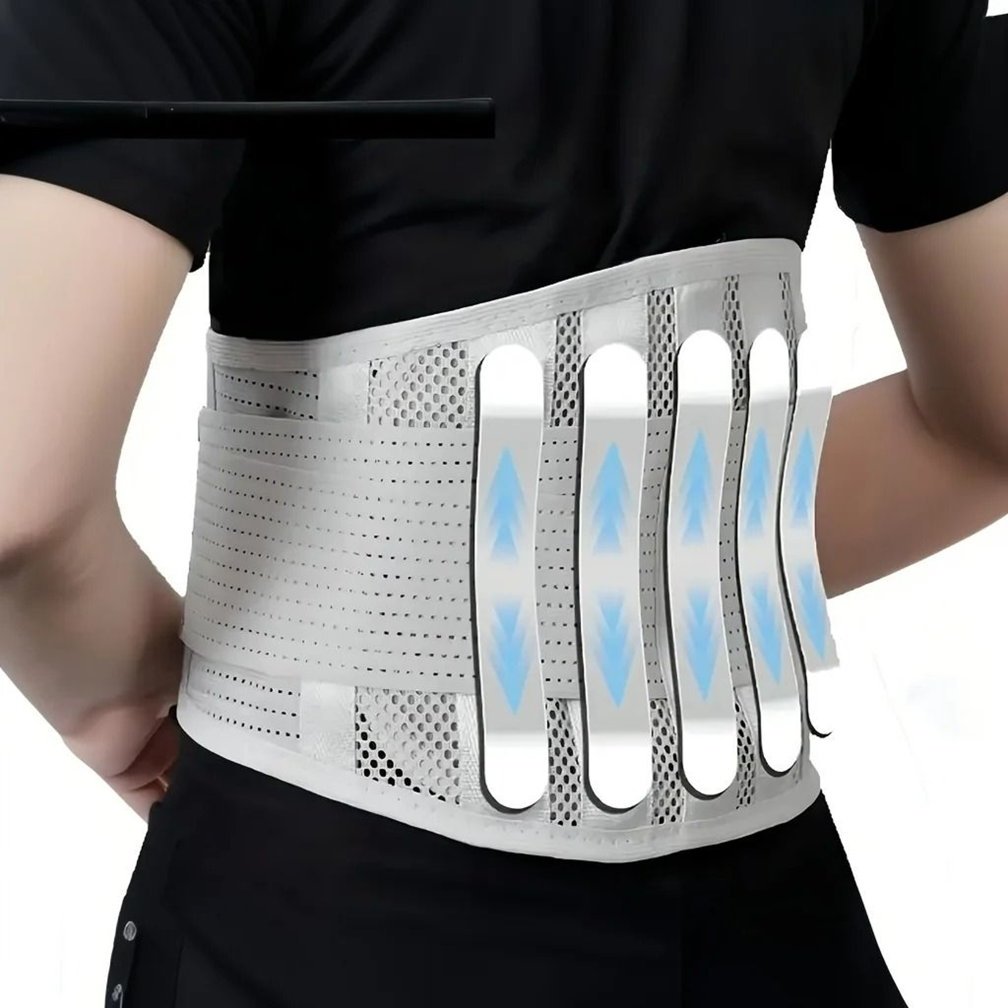 HeavyDuty Reinforced Lumbar Support Belt And Breathable Mesh Back Brace 1