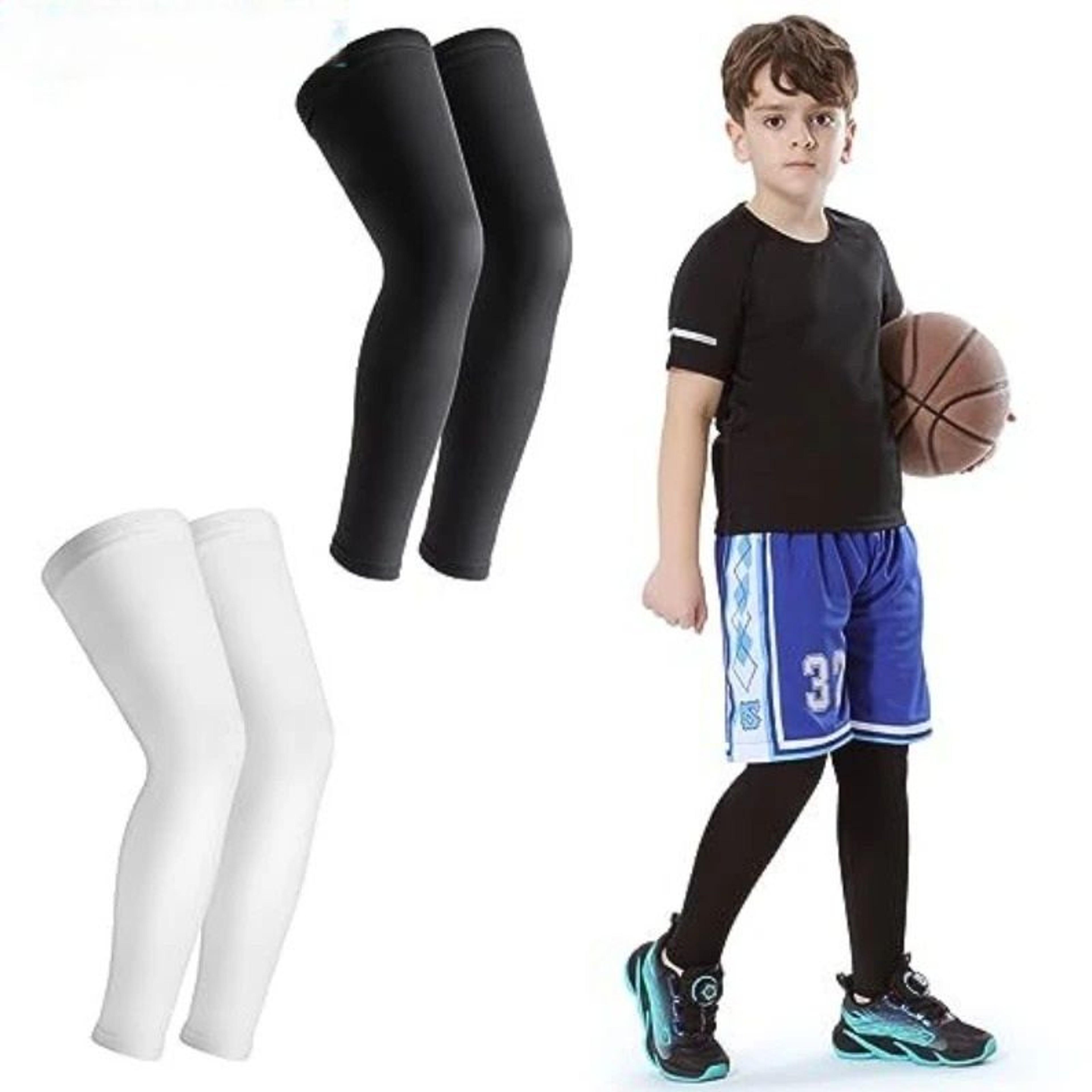Kids Long Compression FullLeg Sleeves With UV Protection 0