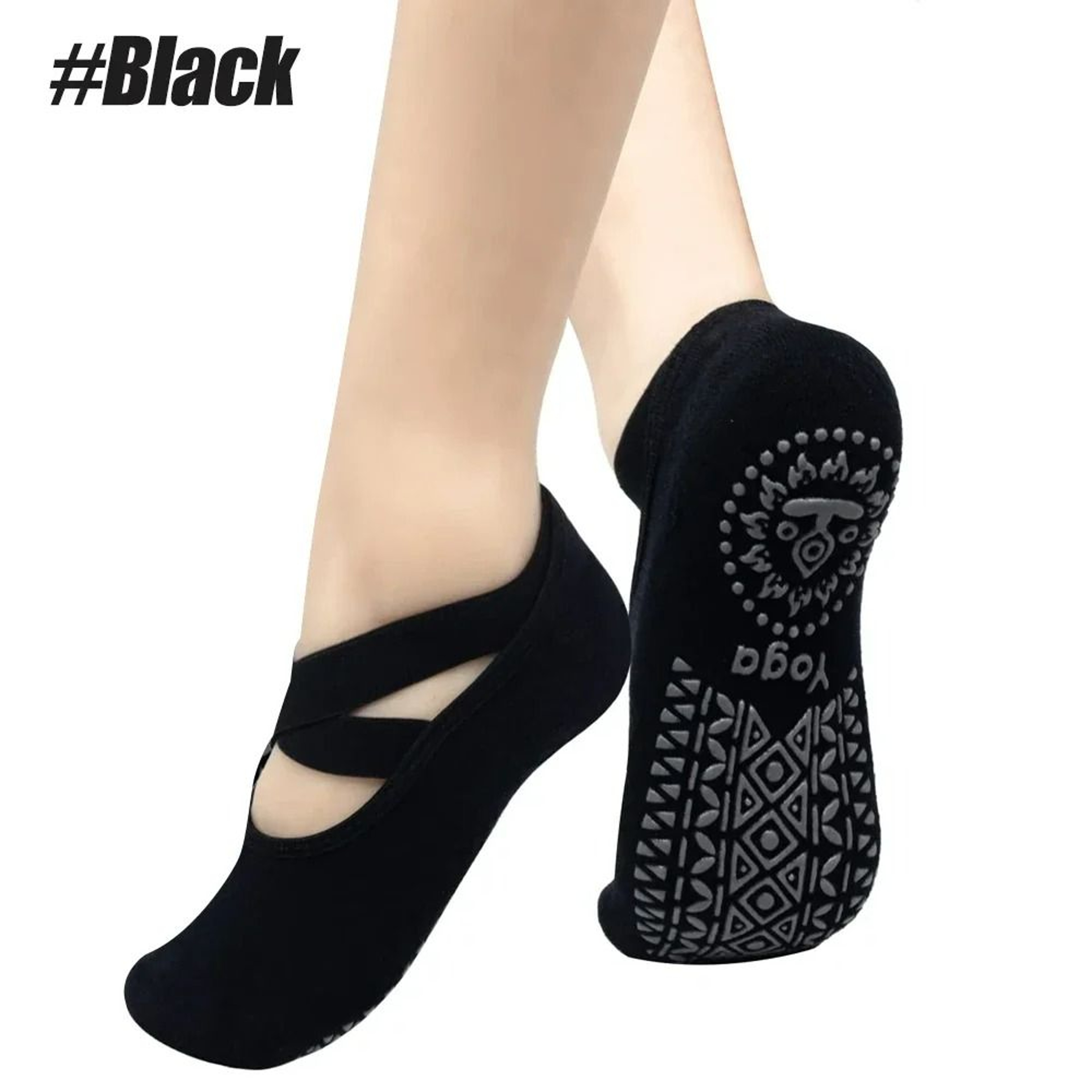 NonSlip Yoga  Pilates Socks With Ballet Straps 6