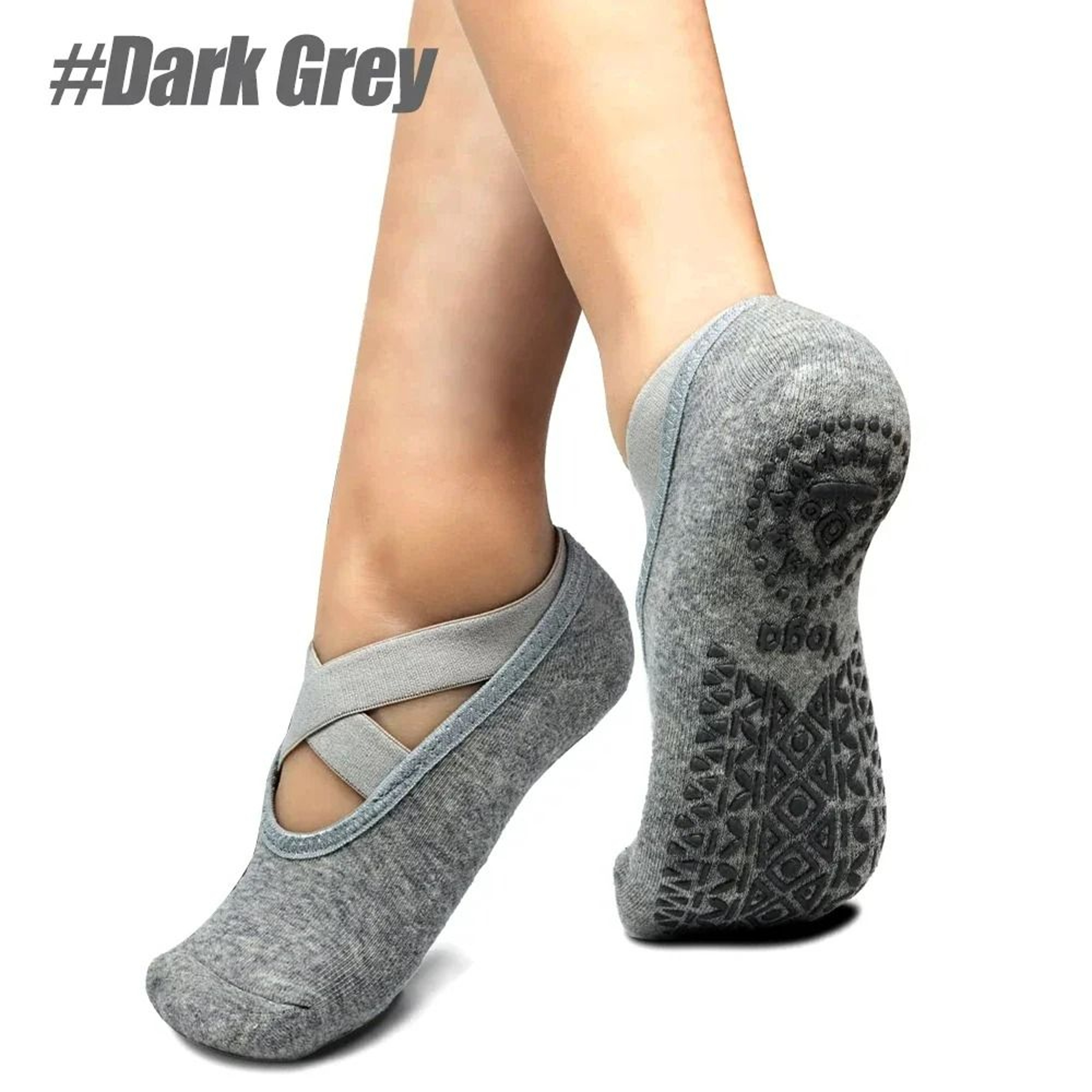 NonSlip Yoga  Pilates Socks With Ballet Straps 7
