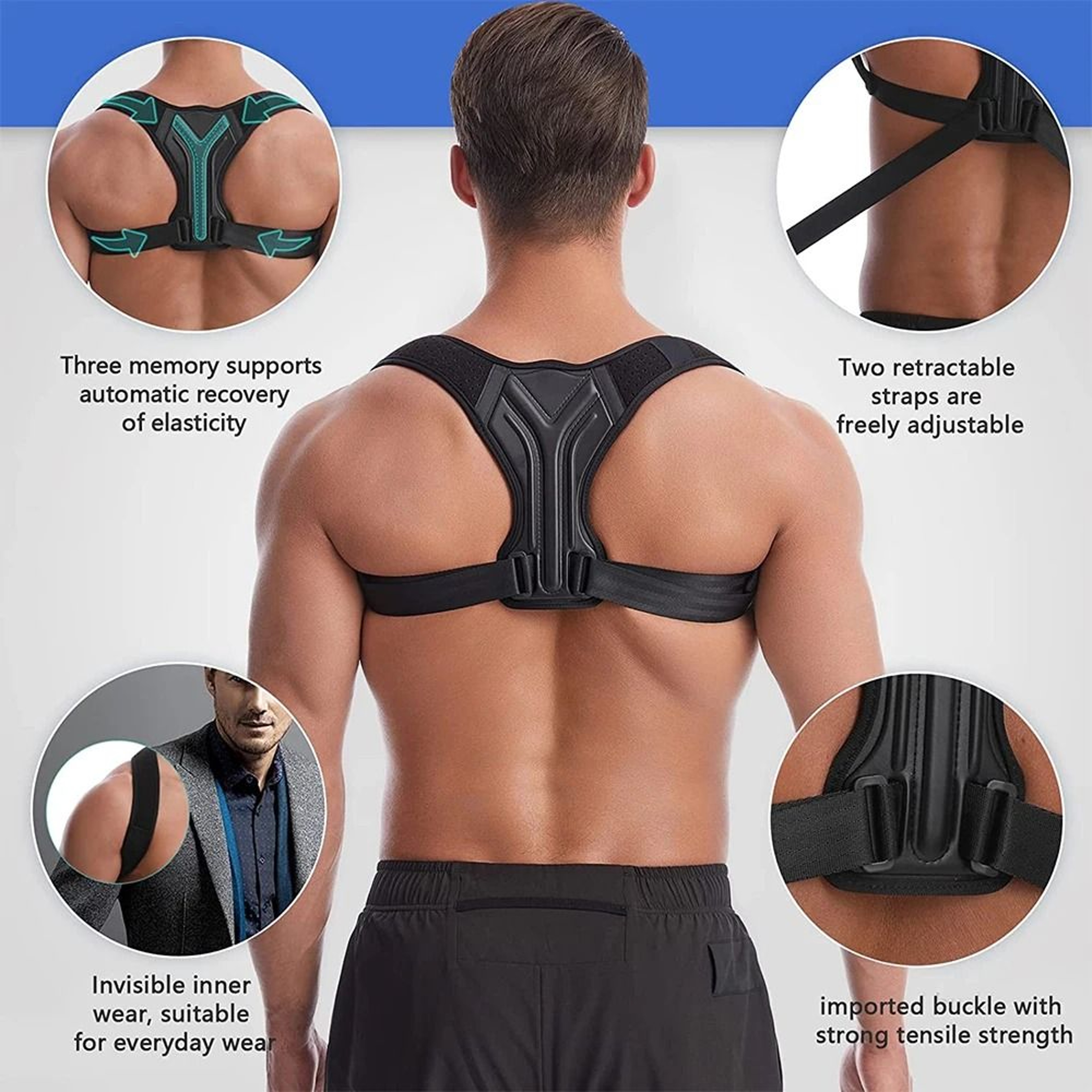 Adjustable Back Posture Corrector  Neck Shoulder Support 4