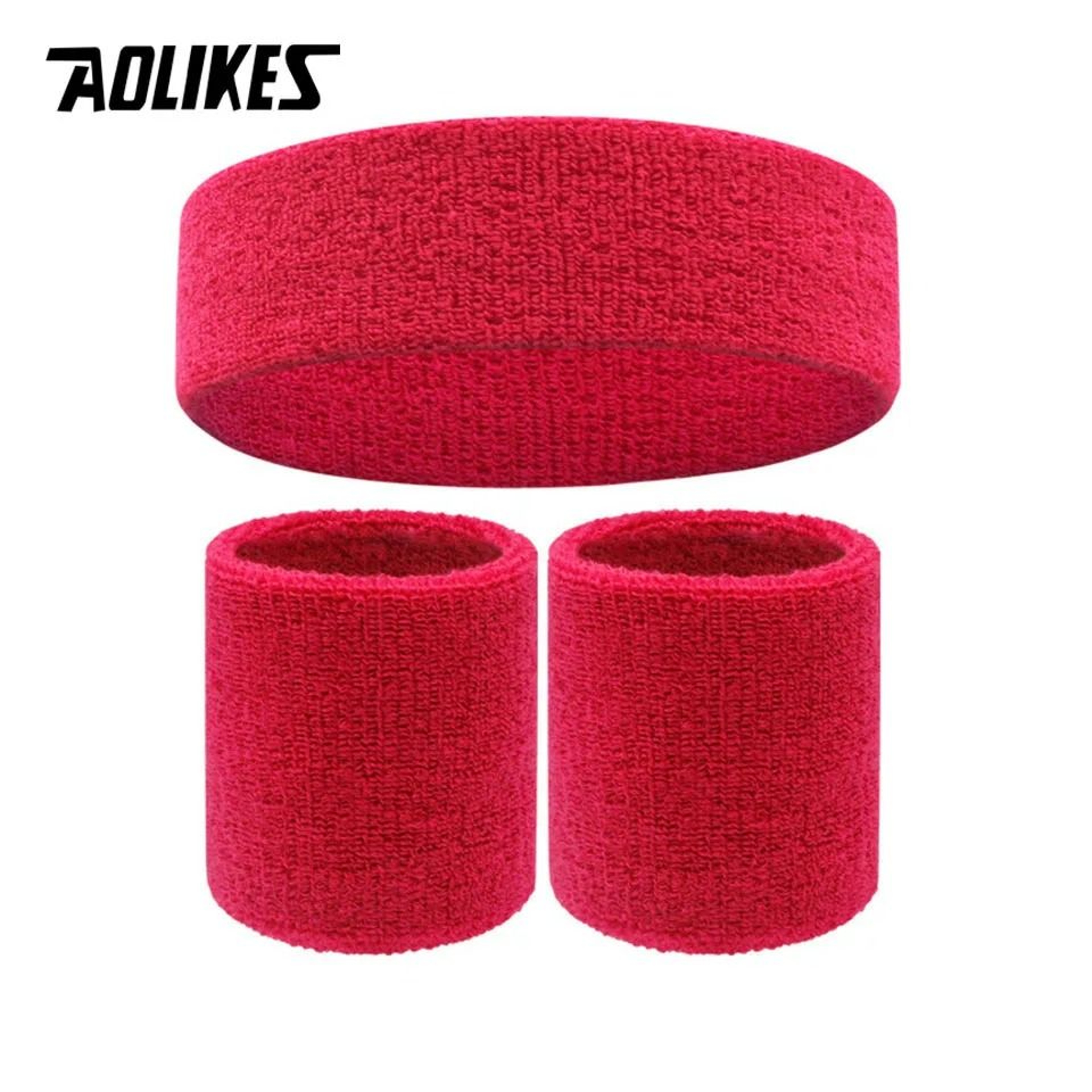 Premium Terry Cloth Sports Headband And Wristband Set 19