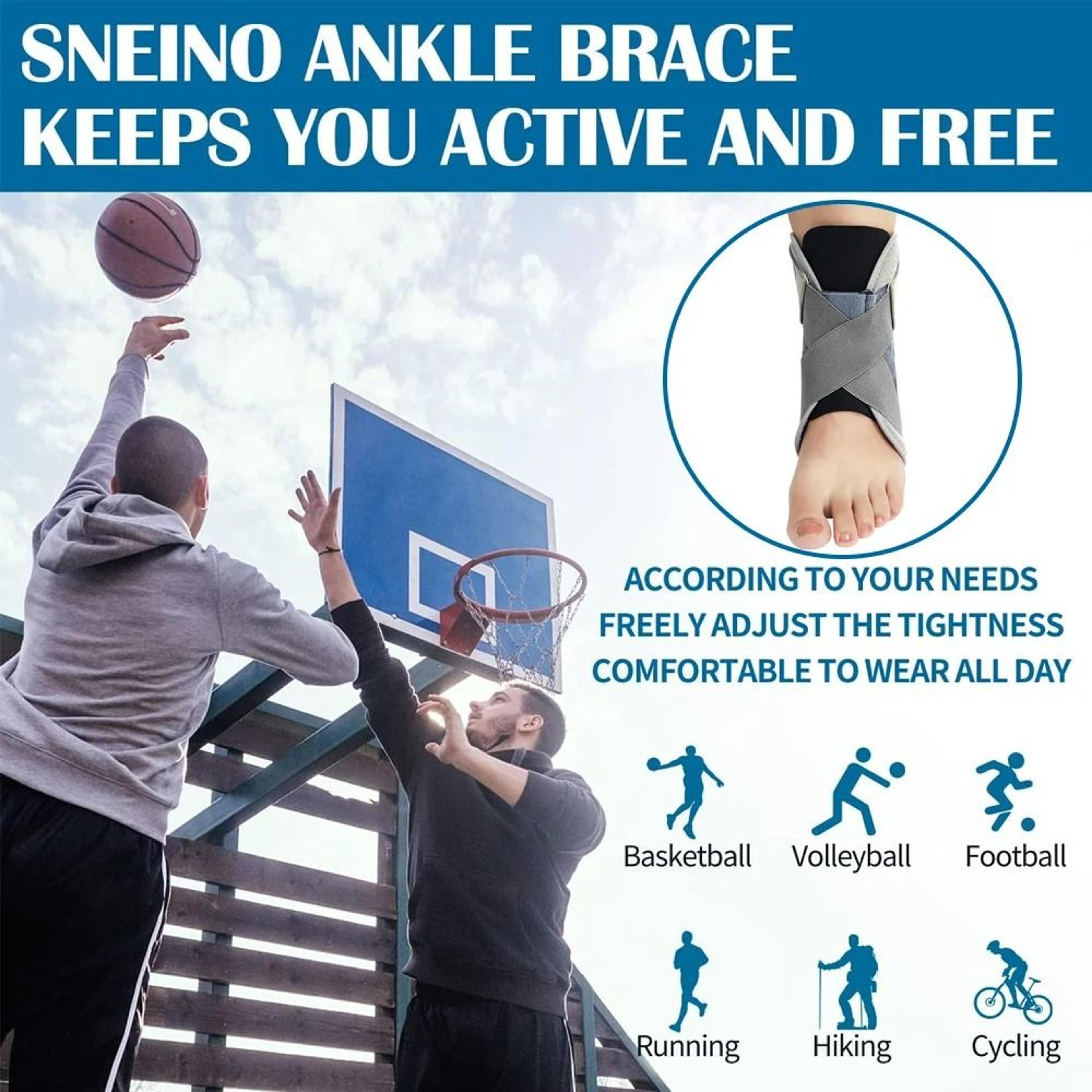 Adjustable Compression Sports Ankle Support Brace 6