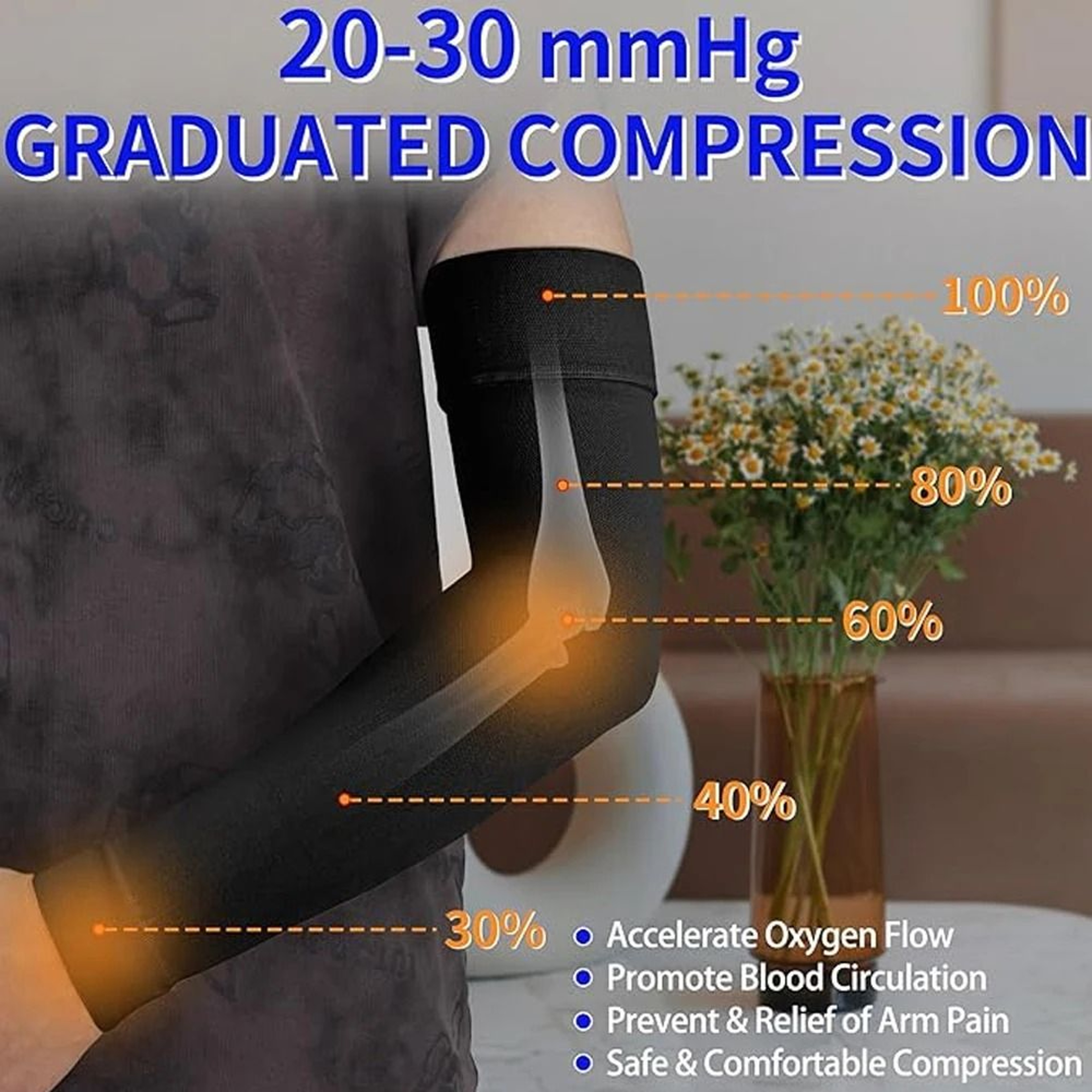 Graduated Compression Arm Sleeves 1 Pair 2030 MmHg 1