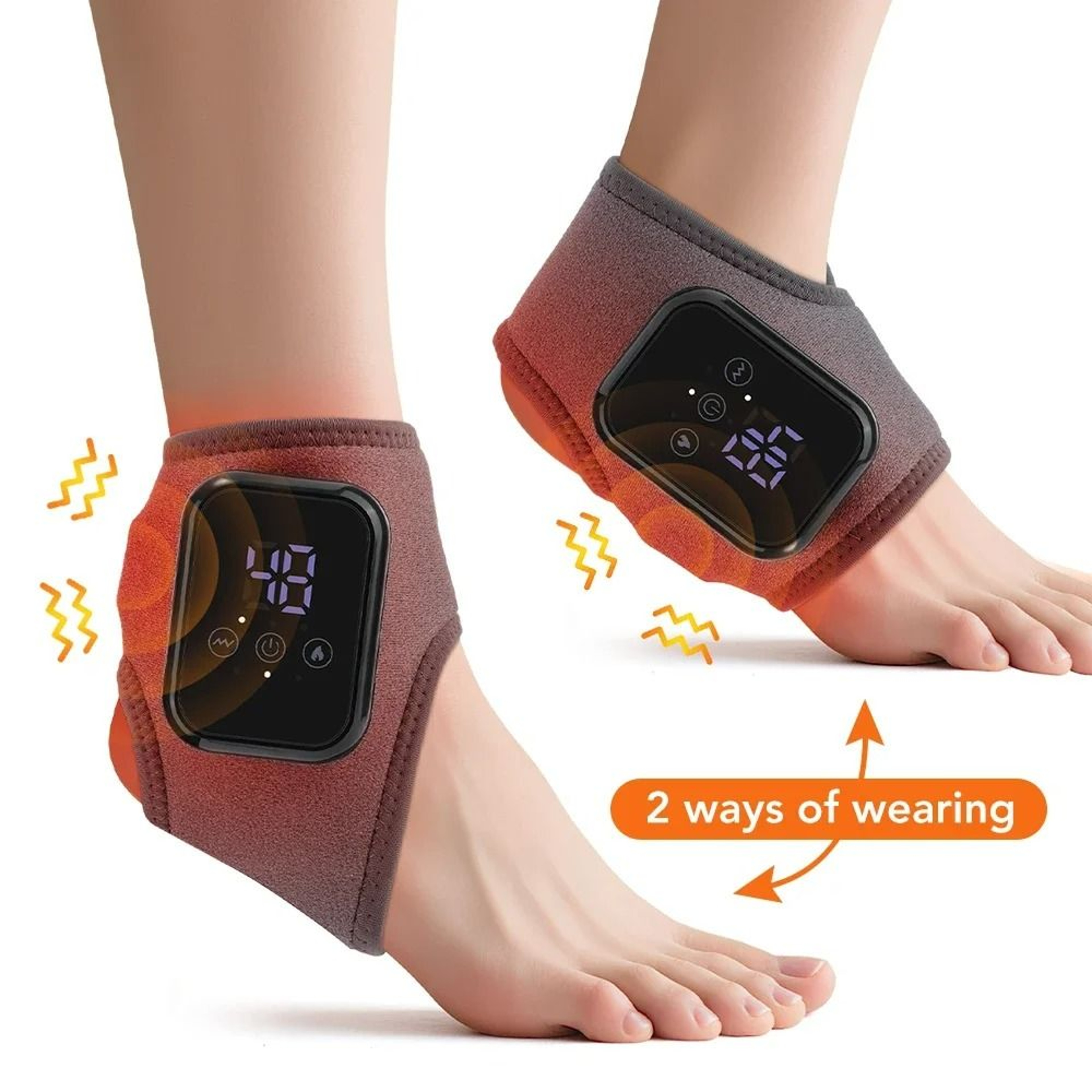 Cordless Heated Ankle Massager Brace With 3 Vibration Modes 2000mAh 2