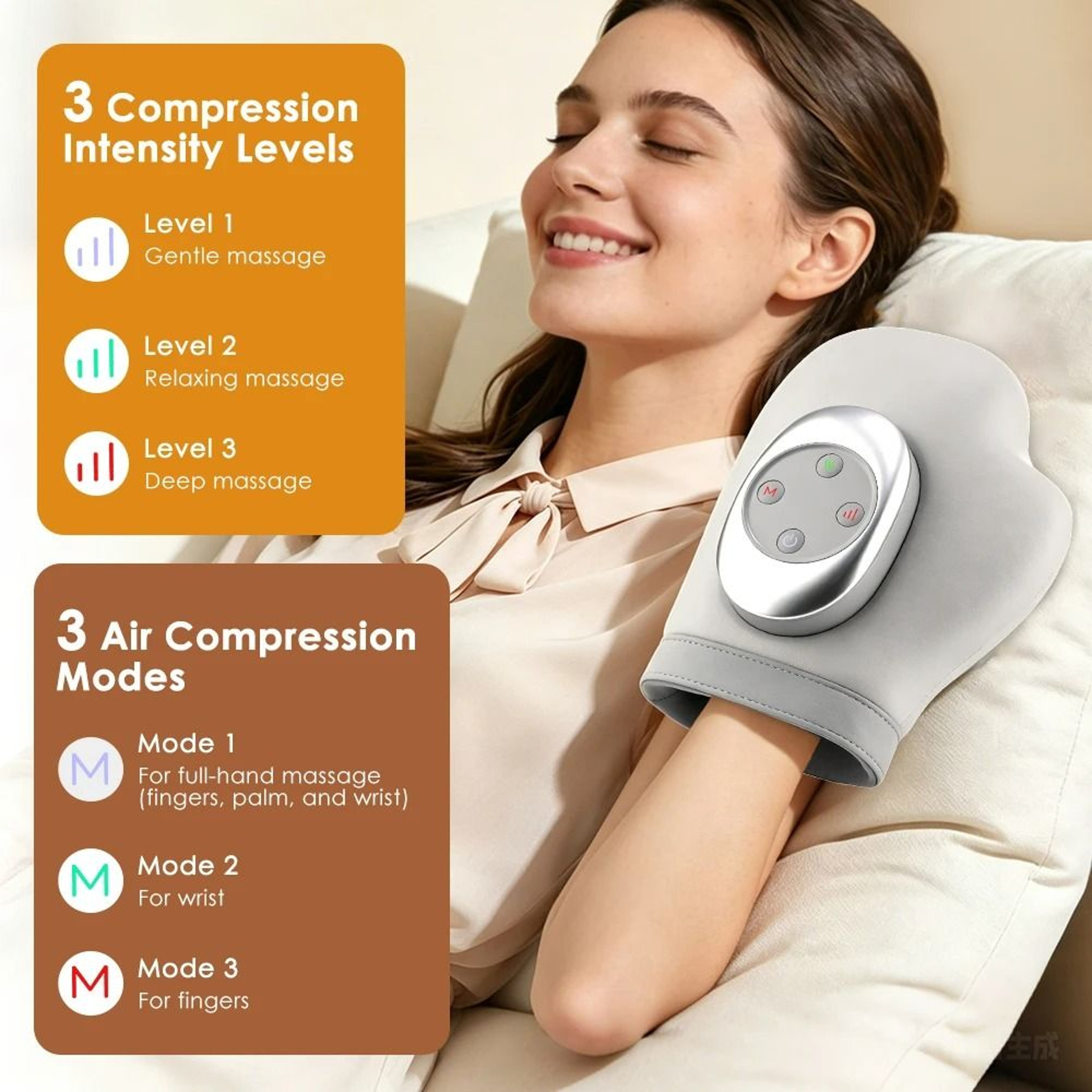Hot Electric Air Compression Hand Massager With Heat  Shiatsu Finger Relaxation 2