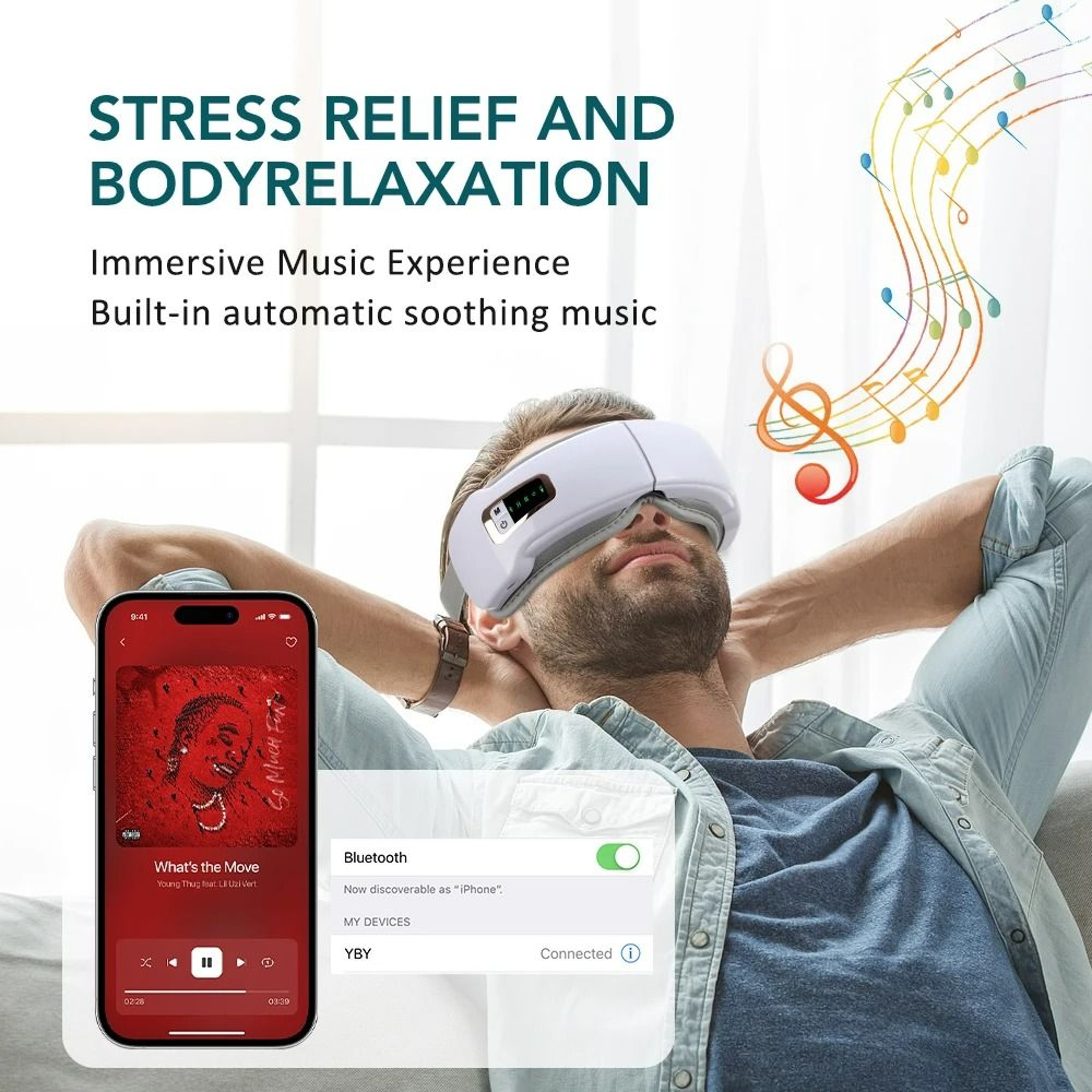 Smart Electric Eye Massager With Airbag Compression Heat  Bluetooth Music 1