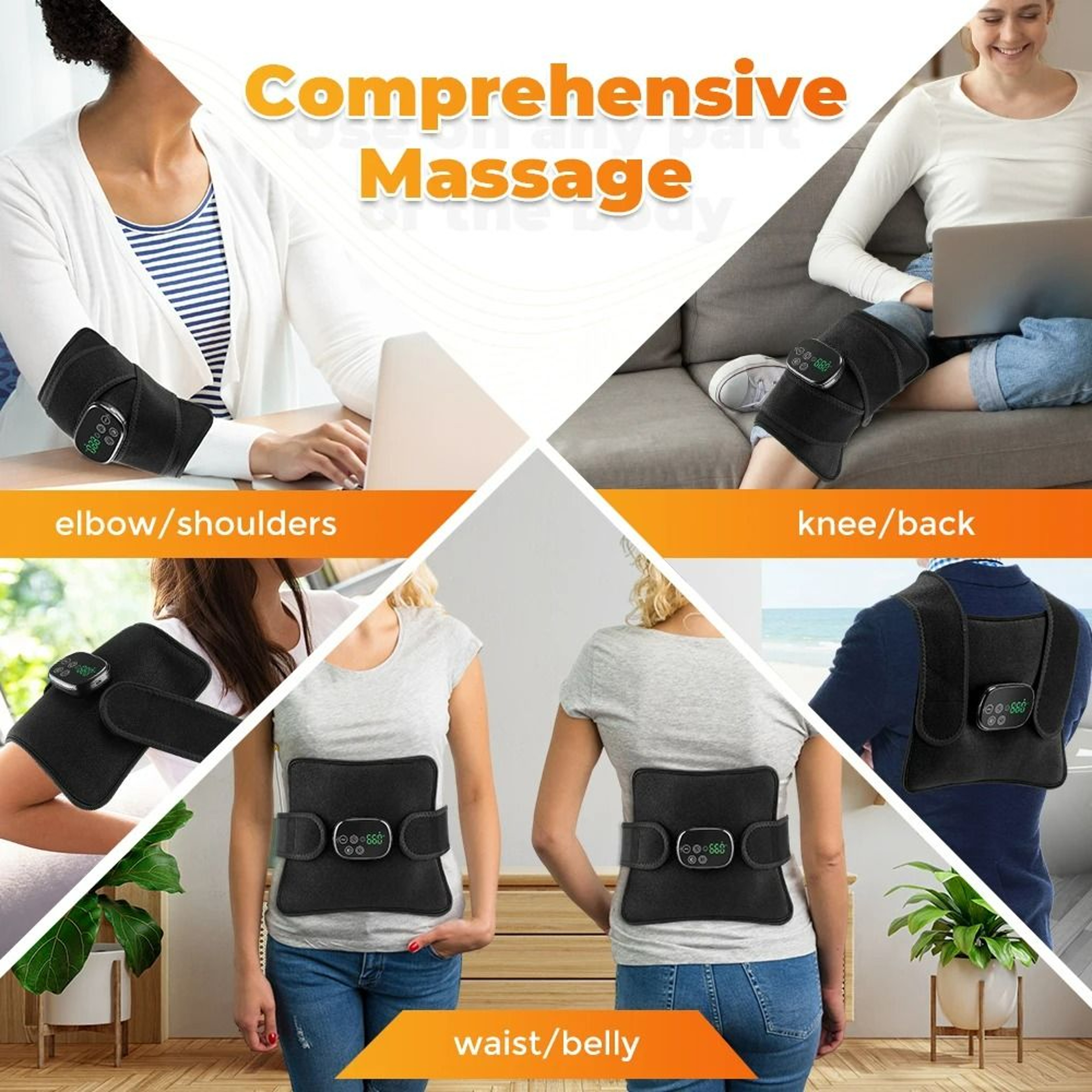 LED Heating Pad Wrap With Vibration Massage For Shoulder Waist  Knee 4