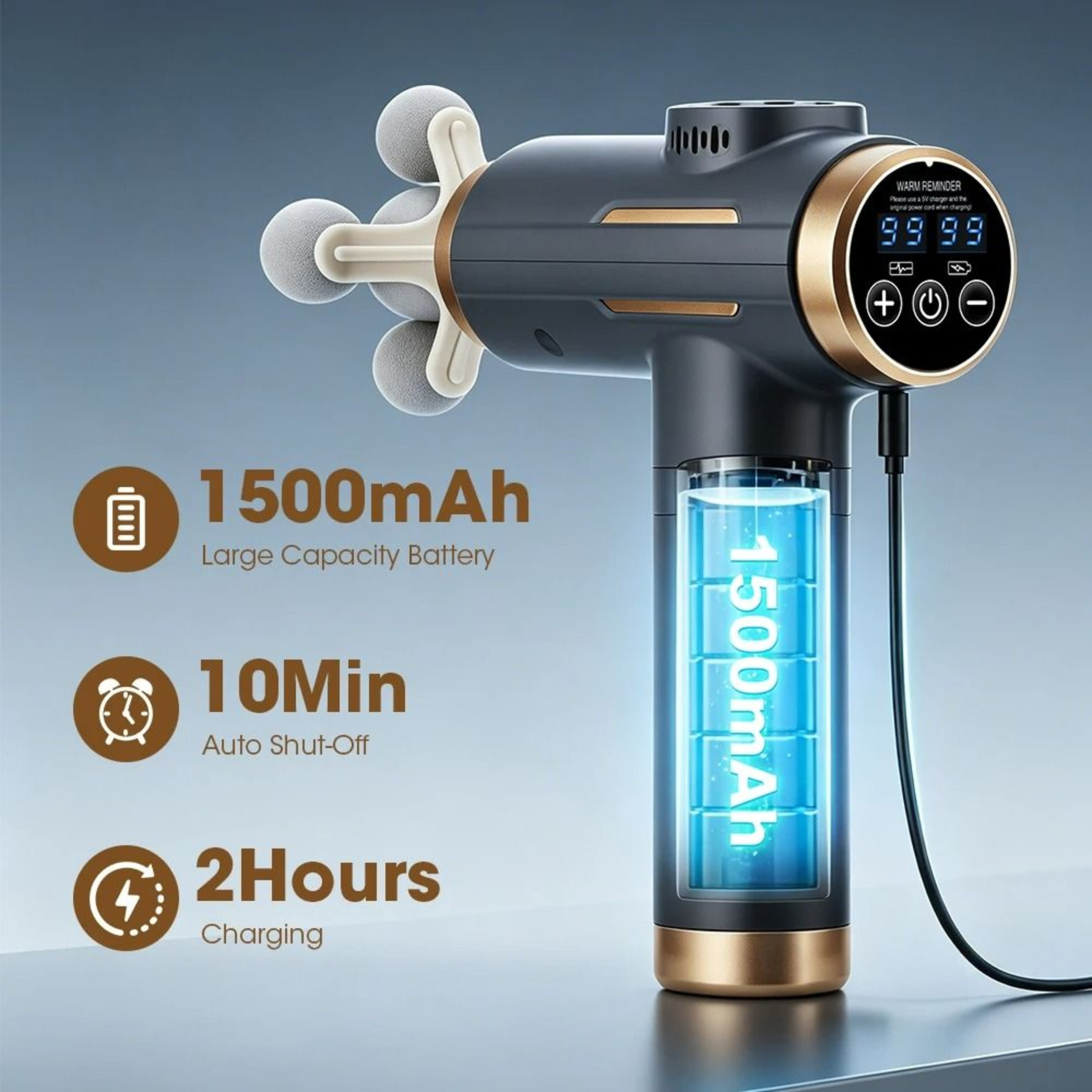 24W Deep Tissue Percussion Massage Gun With 11 Heads 4