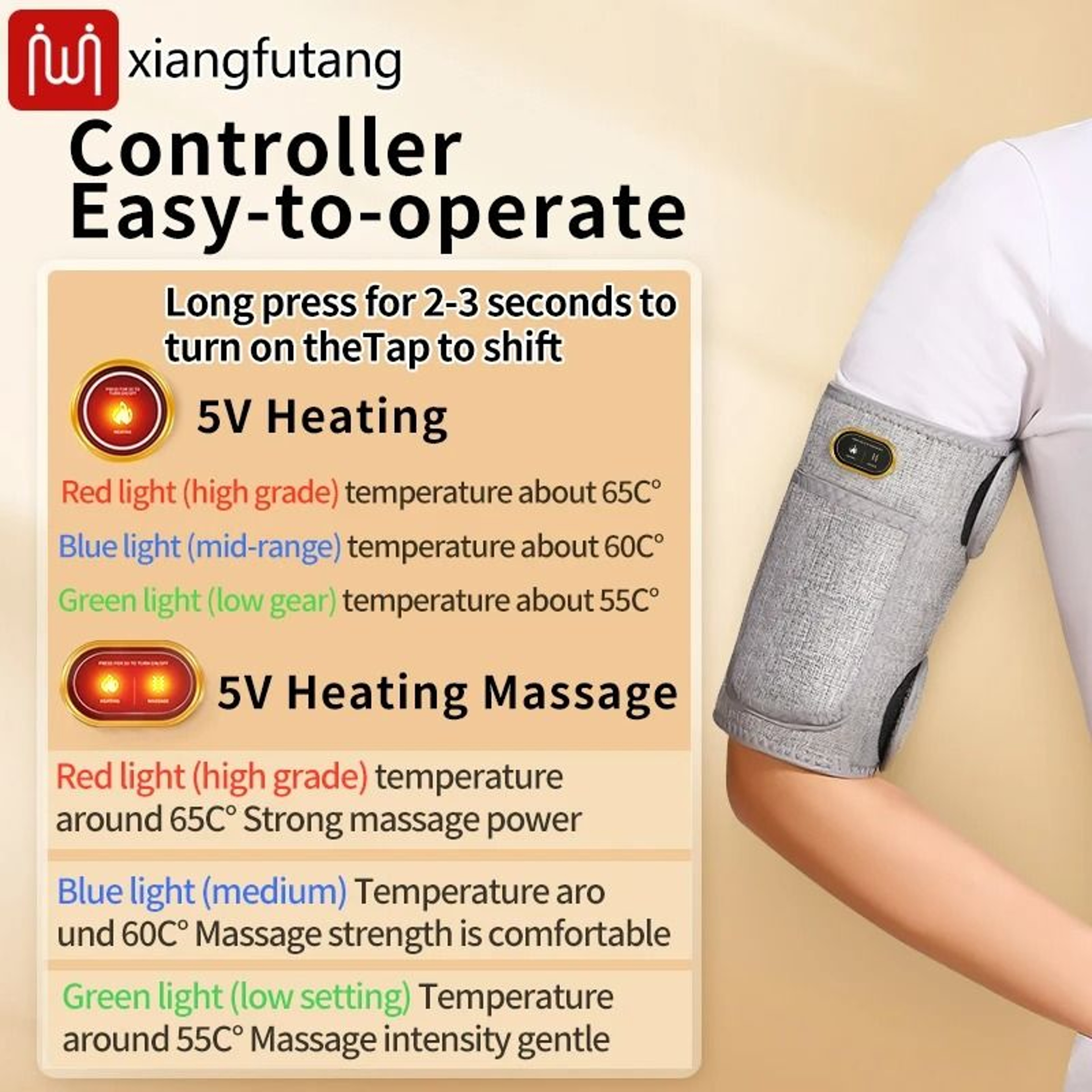 Red Light Heated Arm Wrap With Vibration Massager 4