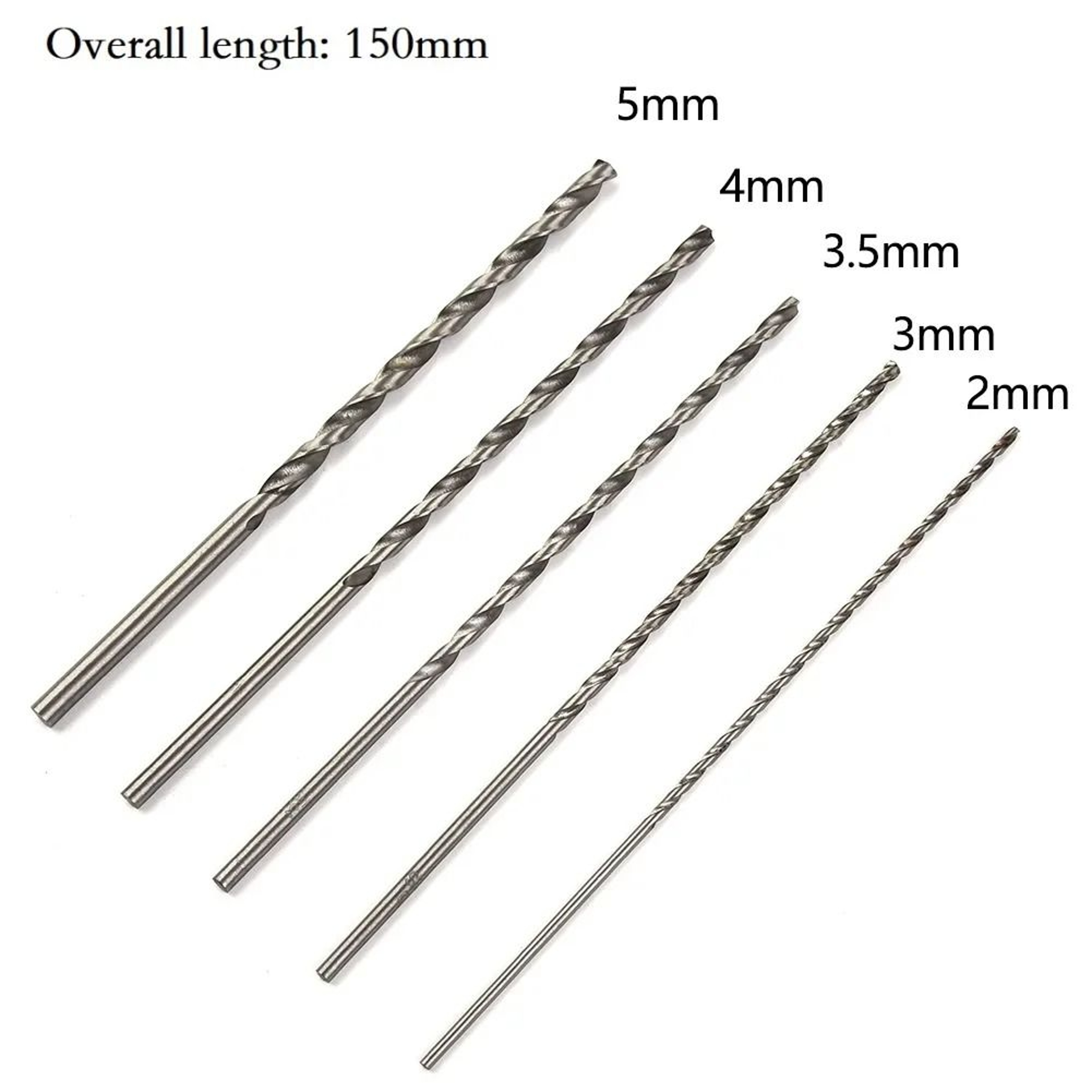 5Piece ExtraLong HSS Twist Drill Bit Set 1